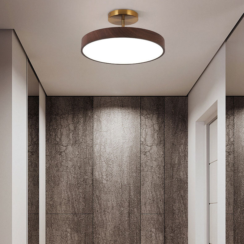 Japanese Wood Round LED Semi-Flush Mount Ceiling Light - Image 5