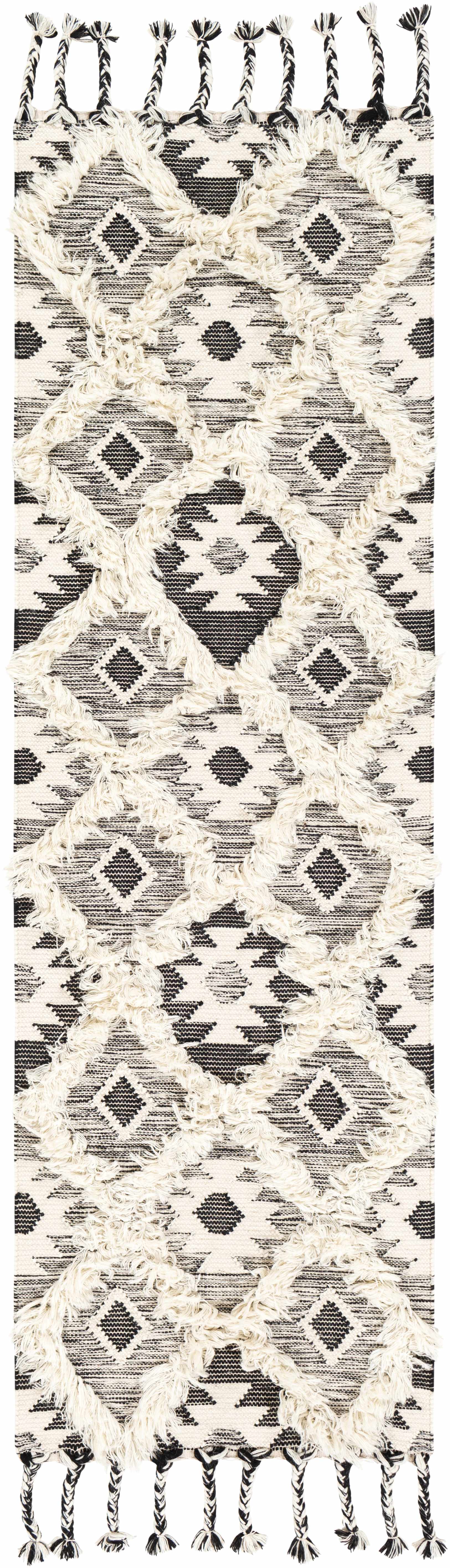 Jarales Cream/Black Tribal Tassel Wool Rug - Clearance - Image 11