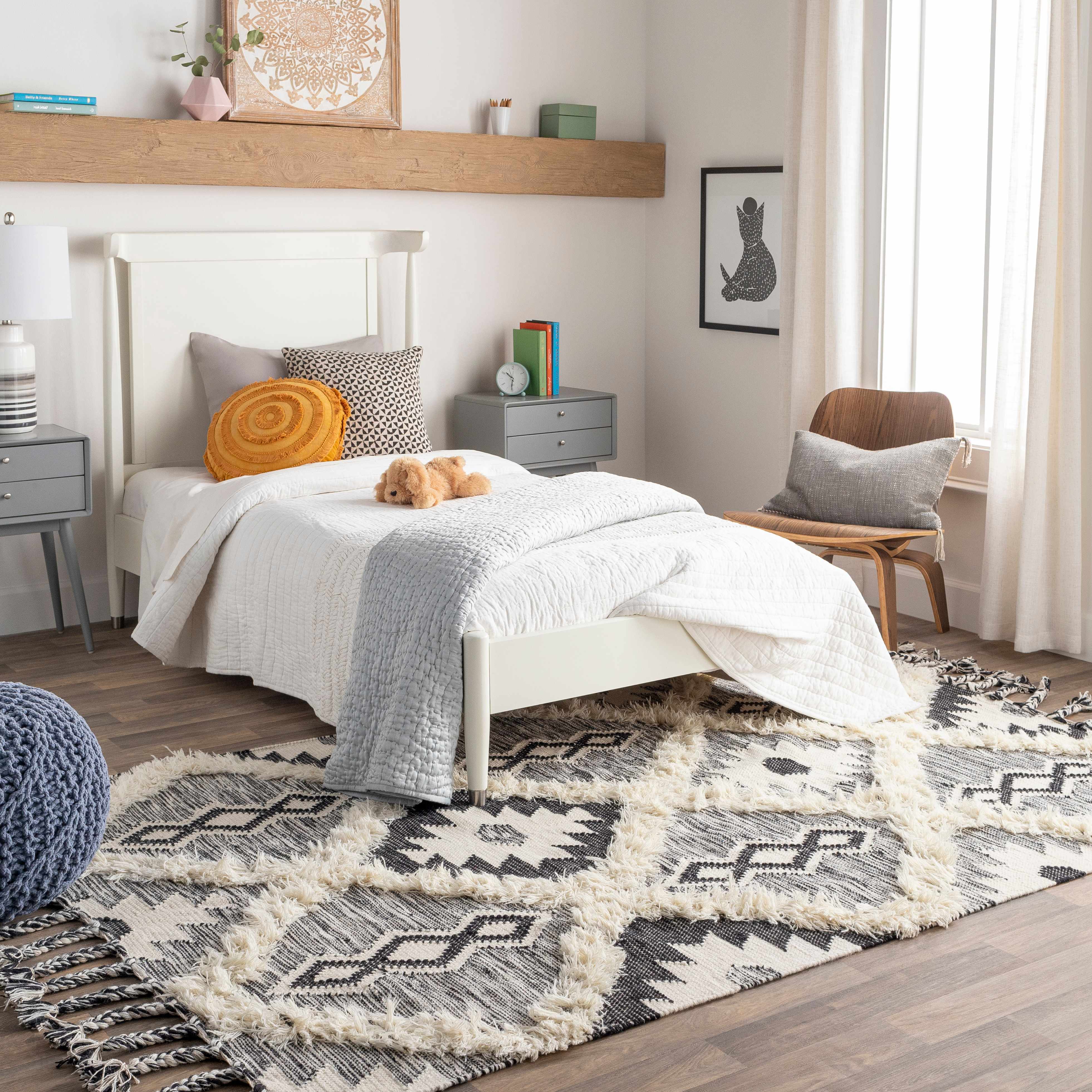 Jarales Cream/Black Tribal Tassel Wool Rug - Clearance - Image 4