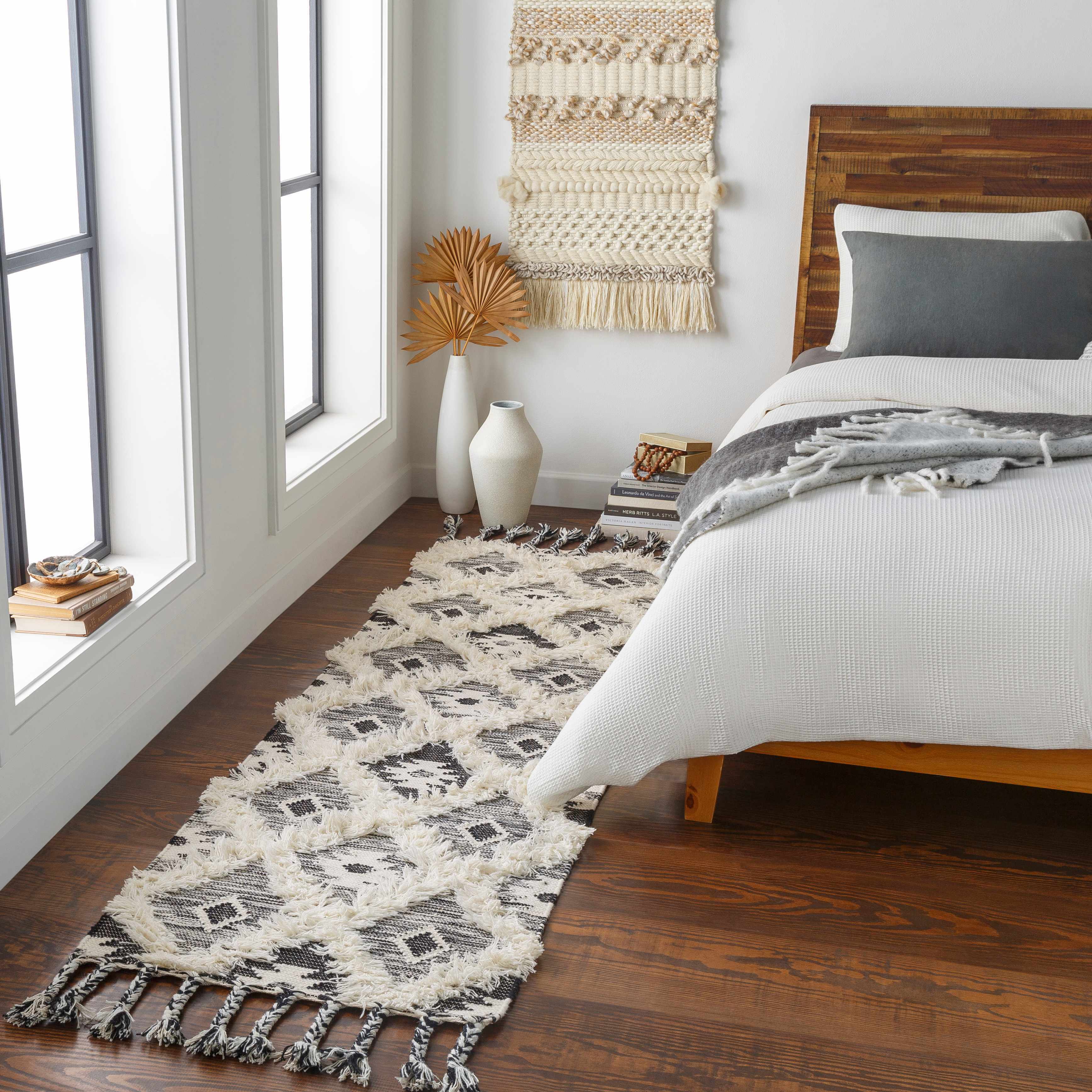Jarales Cream/Black Tribal Tassel Wool Rug - Clearance - Image 5