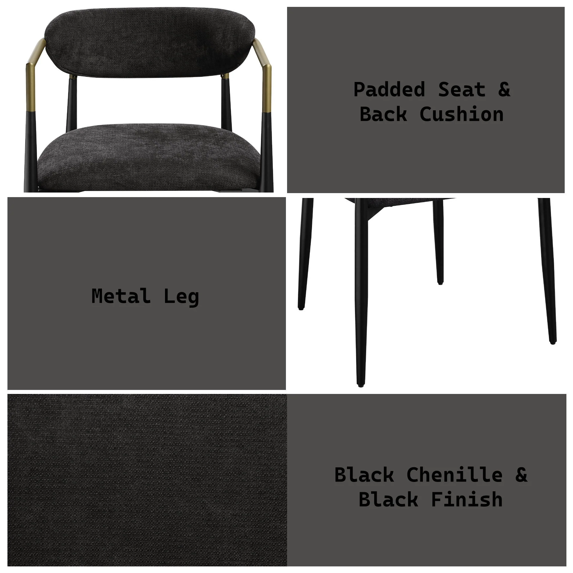 Jaramillo - Chenille Side Chair (Set of 2) - Black - Image 3