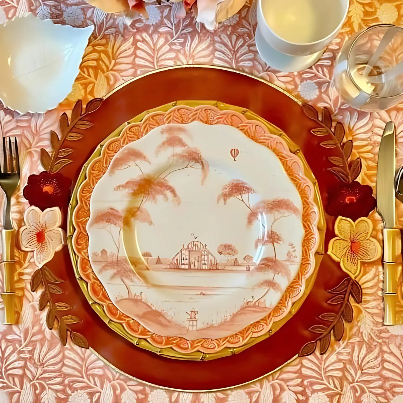 JASMINE DARK ORANGE ROUND FAUX LEATHER PLACEMAT - Image 3