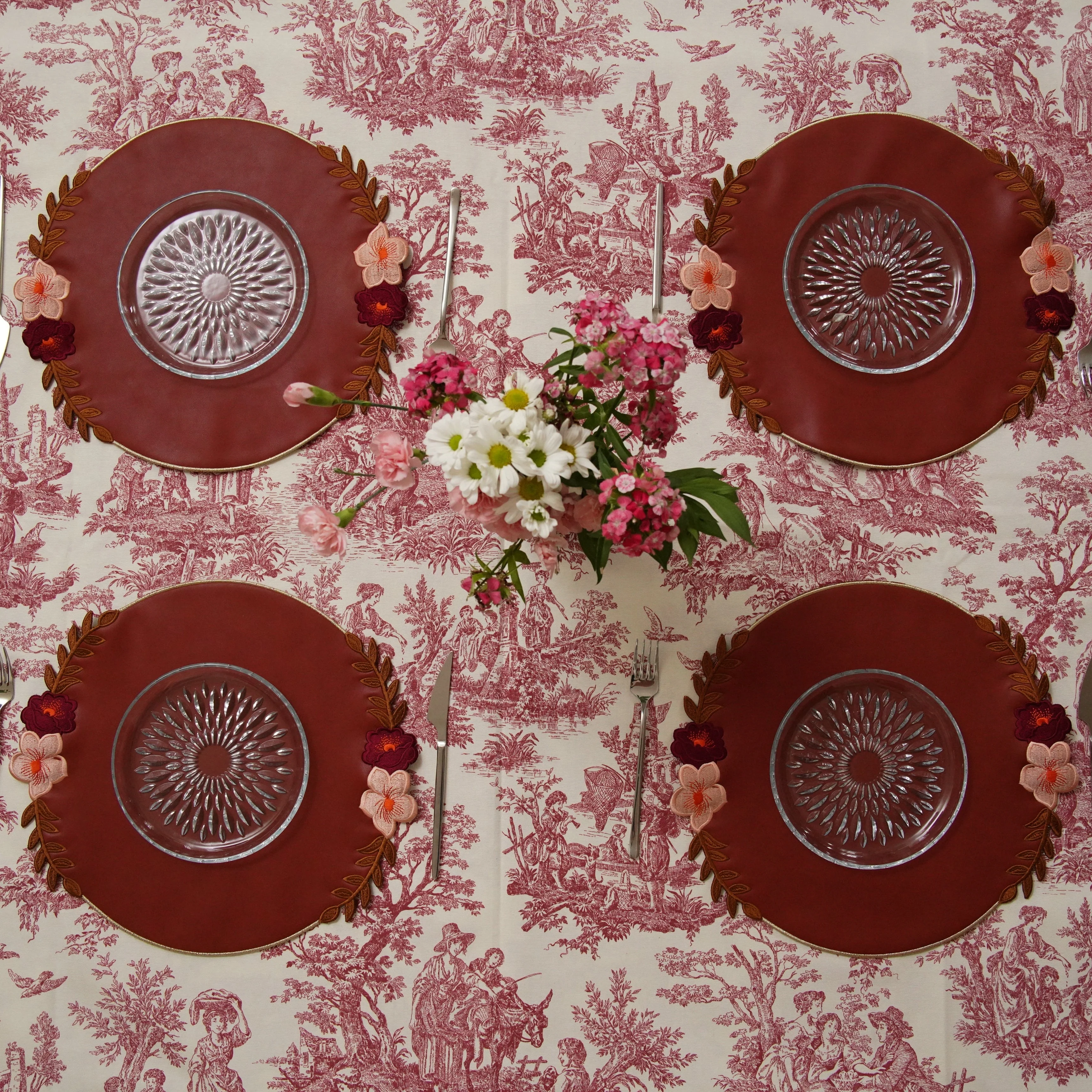 JASMINE DARK ORANGE ROUND FAUX LEATHER PLACEMAT - Image 6