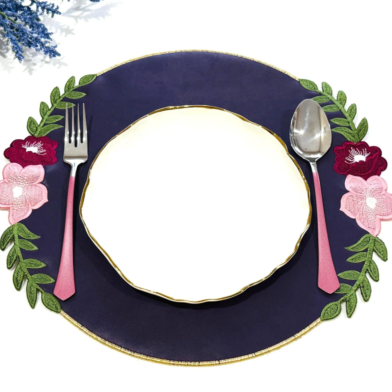 JASMINE PURPLE ORANGE FAUX LEATHER PLACEMAT - Image 3
