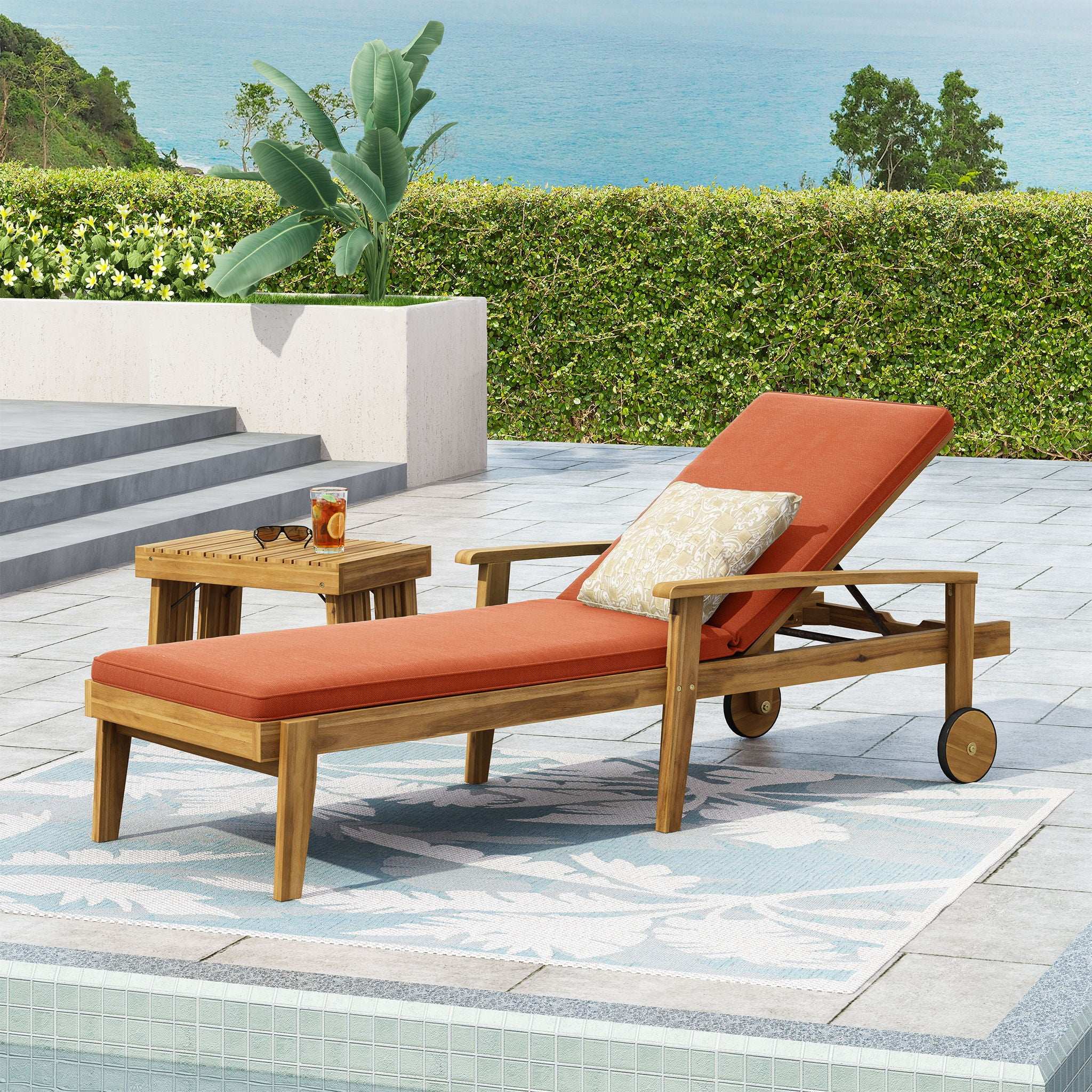 Jason - Chaise Lounge Adjustable Acacia Wood Outdoor Furniture - Image 10