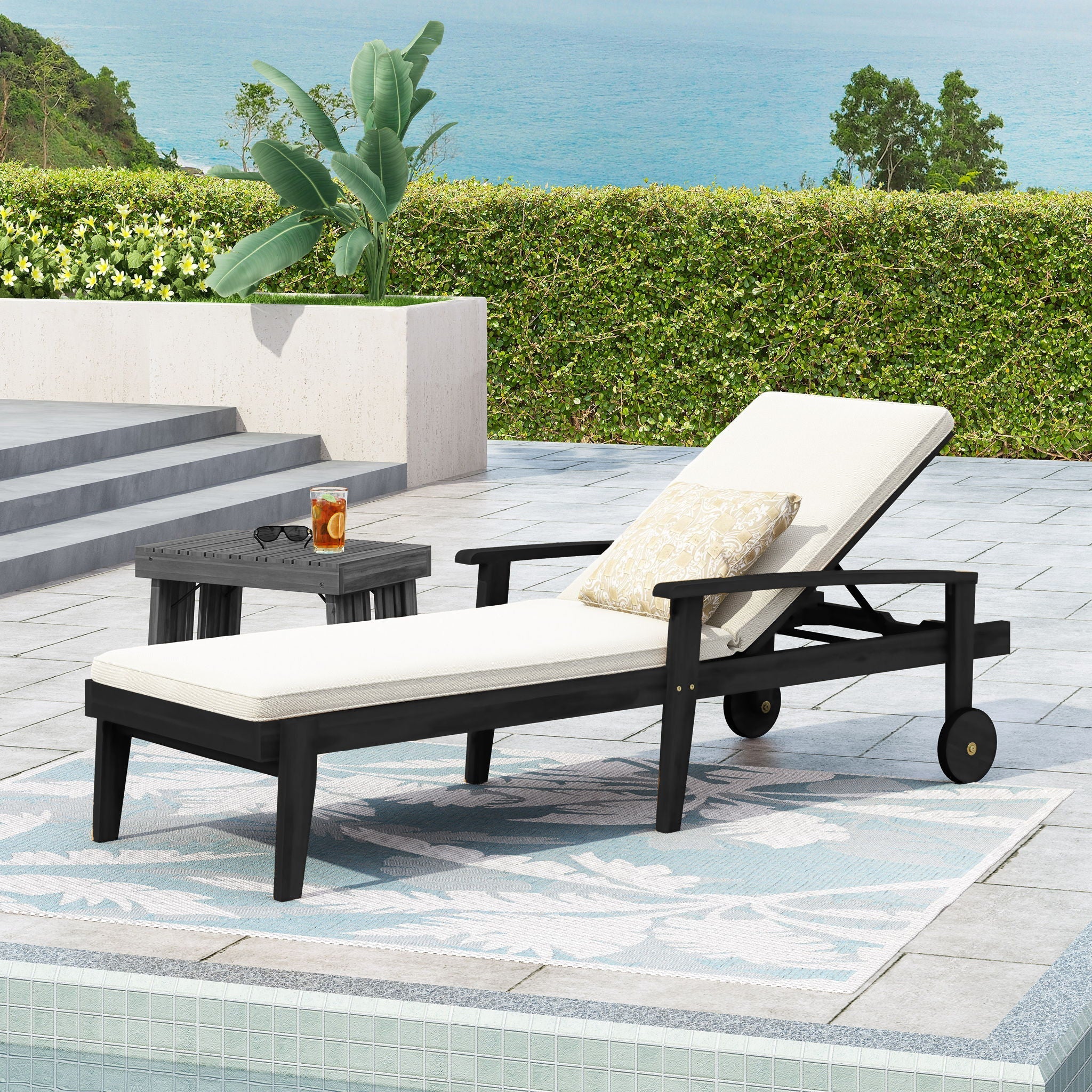 Jason - Chaise Lounge Adjustable Acacia Wood Outdoor Furniture - Image 11