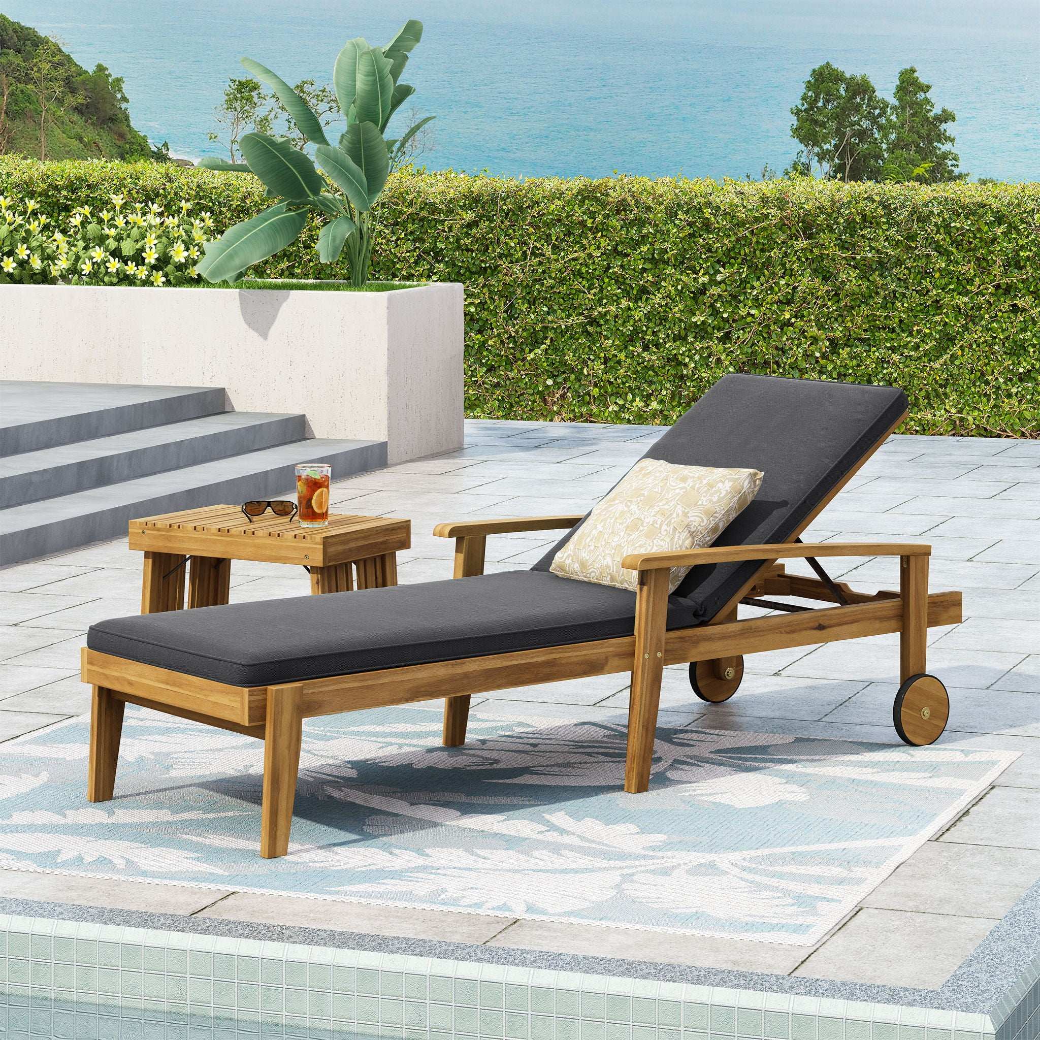 Jason - Chaise Lounge Adjustable Acacia Wood Outdoor Furniture - Image 12