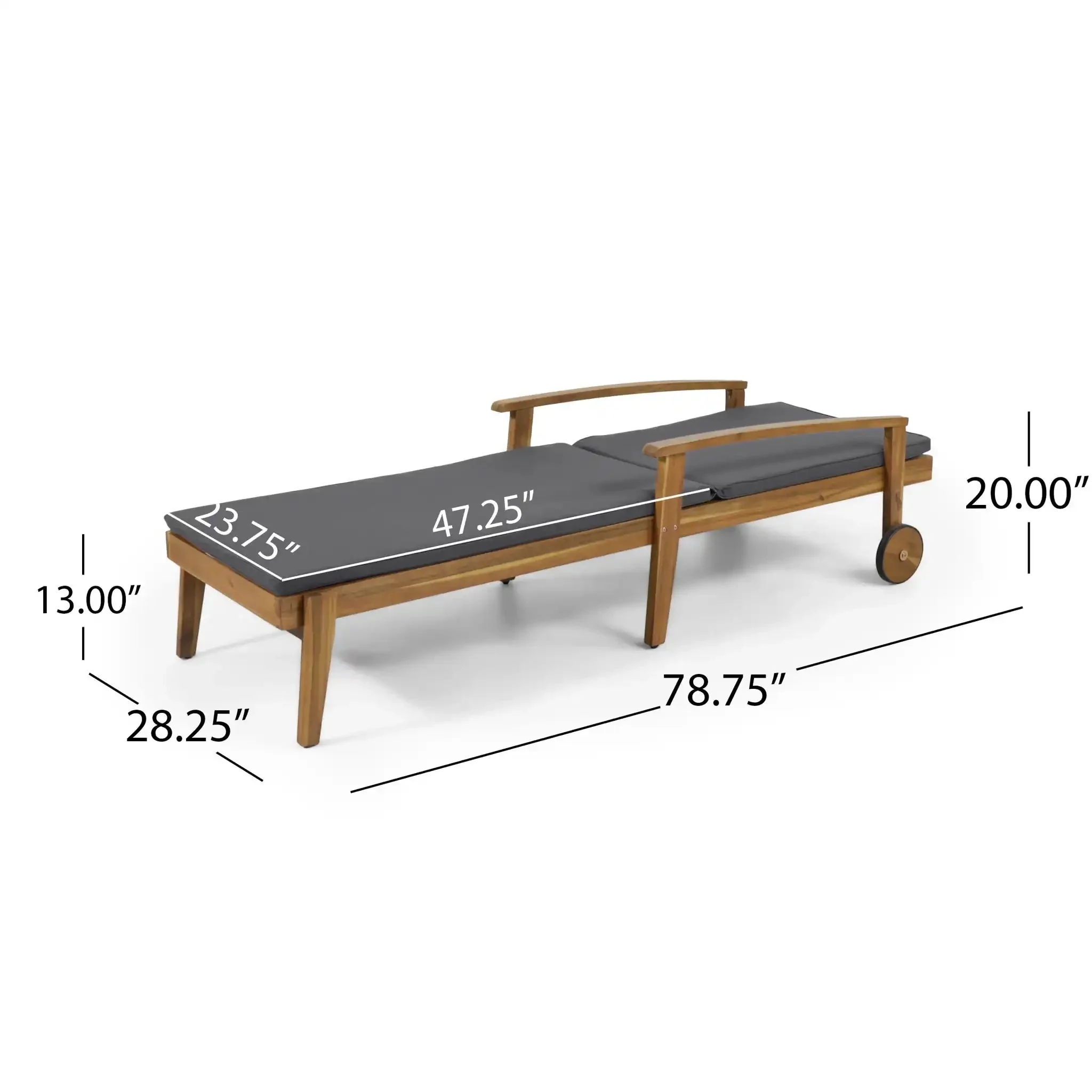 Jason - Chaise Lounge Adjustable Acacia Wood Outdoor Furniture - Image 9