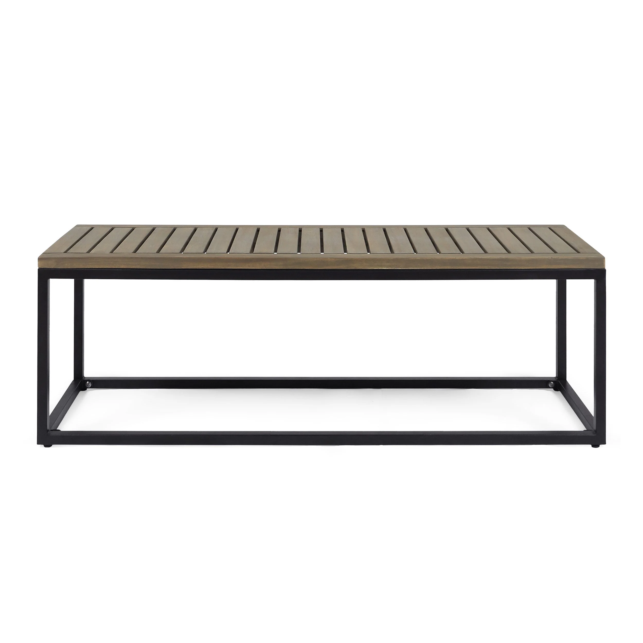 JECO Industrial Wood and Metal Outdoor Bench - Image 2