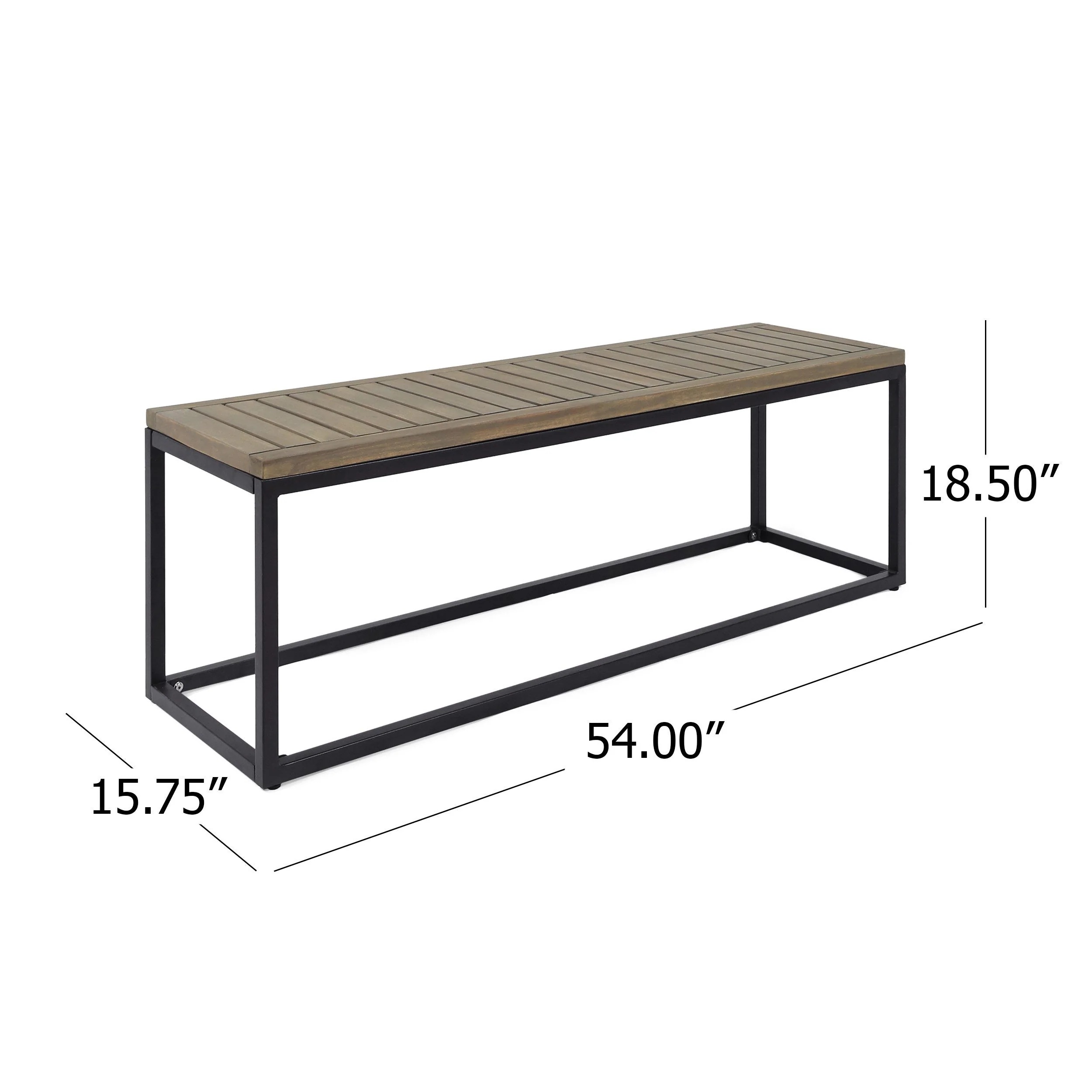 JECO Industrial Wood and Metal Outdoor Bench - Image 6