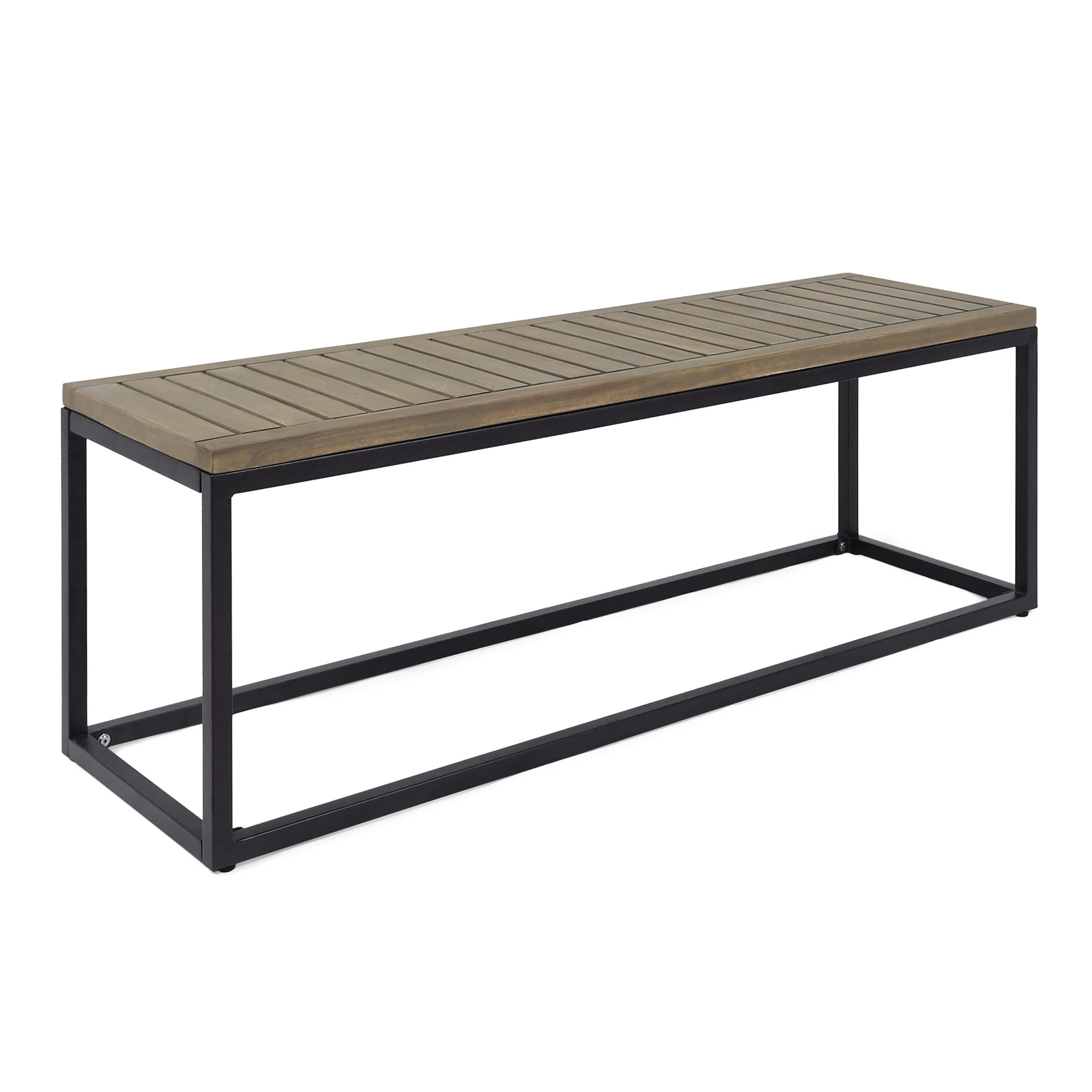 JECO Industrial Wood and Metal Outdoor Bench - Image 7
