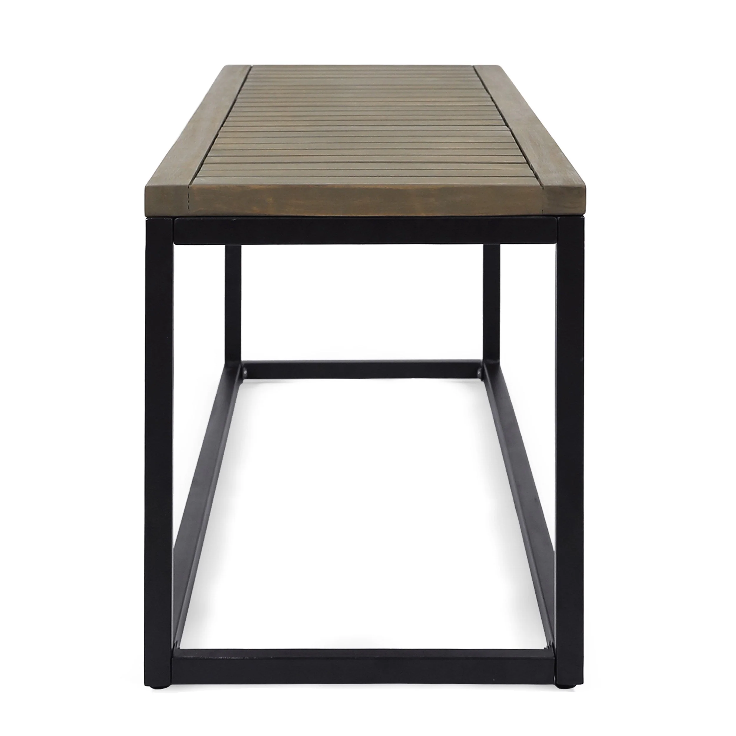 JECO Industrial Wood and Metal Outdoor Bench - Image 8
