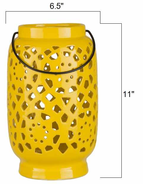 Jeiseyville Yellow Geometric Ceramic Lantern - Image 8