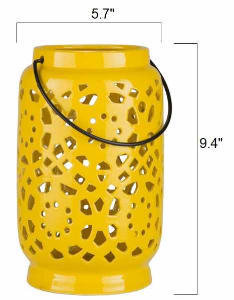 Jeiseyville Yellow Geometric Ceramic Lantern - Image 9