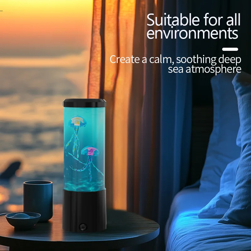 Jellyfish Lamp Ocean Night Light LED Aquarium Mood Light for Bedroom Home Decor - Image 2