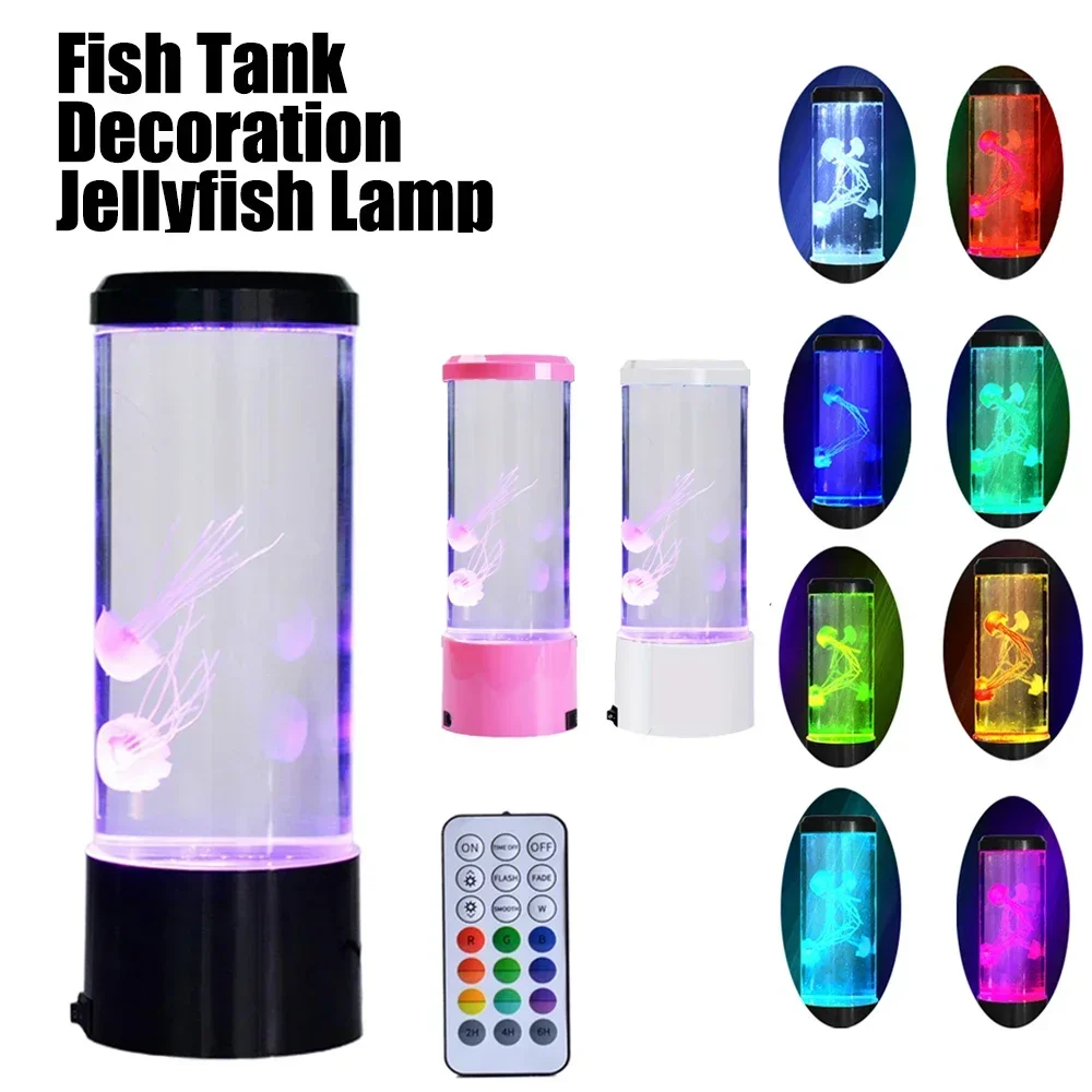 Jellyfish LED Lamp – Remote Control Color Changing Aquarium Night Light Home Decor - Image 2