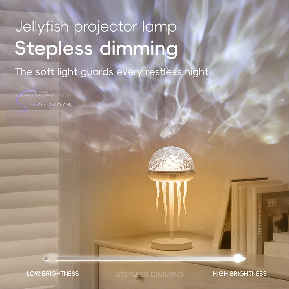 Jellyfish LED Projection Night Light Table Lamp Remote Ocean Ambient Bedroom - Image 4