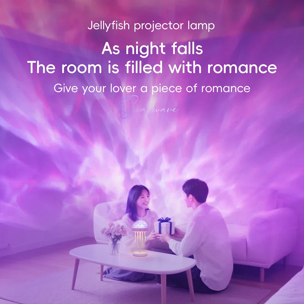 Jellyfish LED Projection Night Light Table Lamp Remote Ocean Ambient Bedroom - Image 6