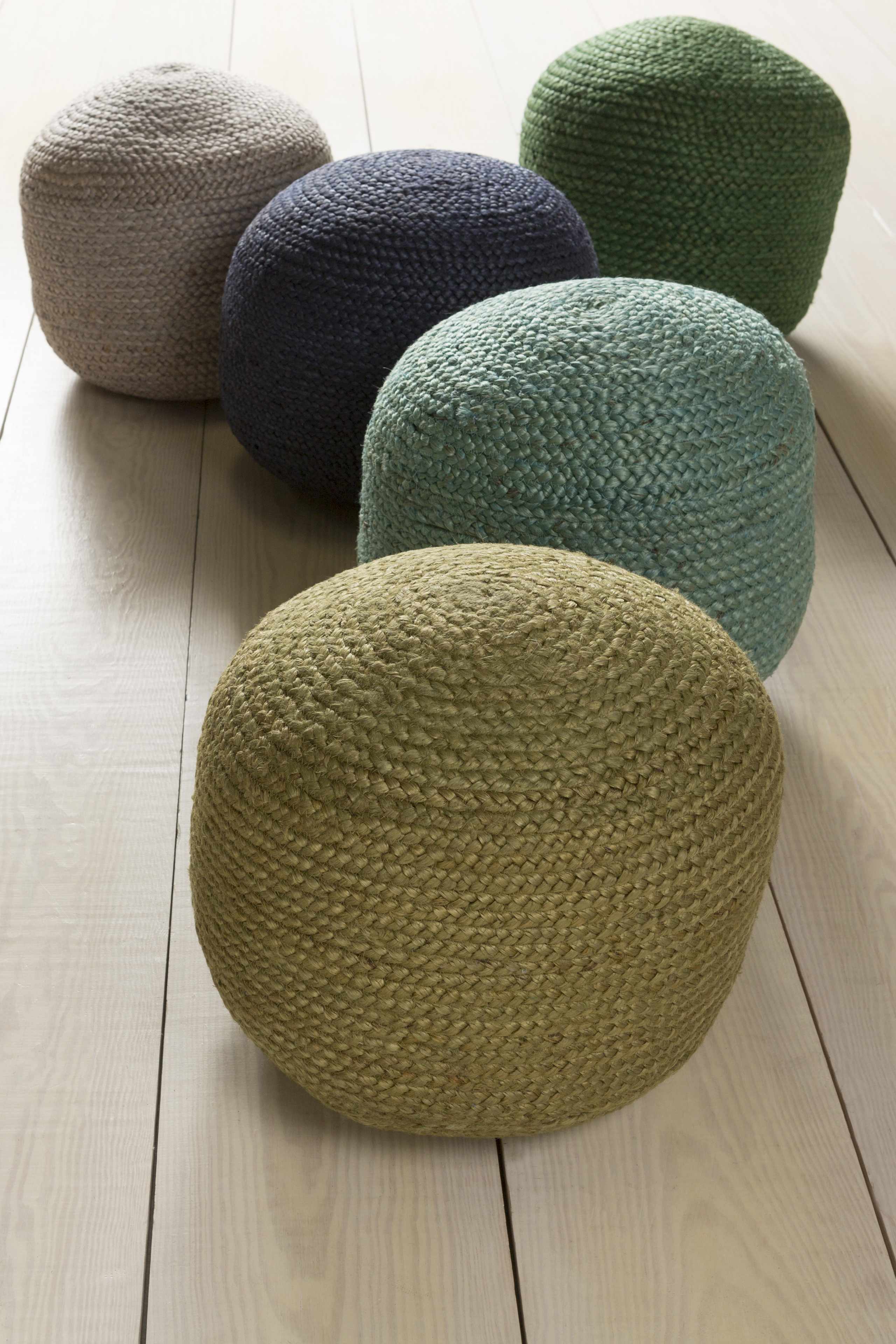 Jenkinjones Knitted Aqua Jute Pouf - Image 2
