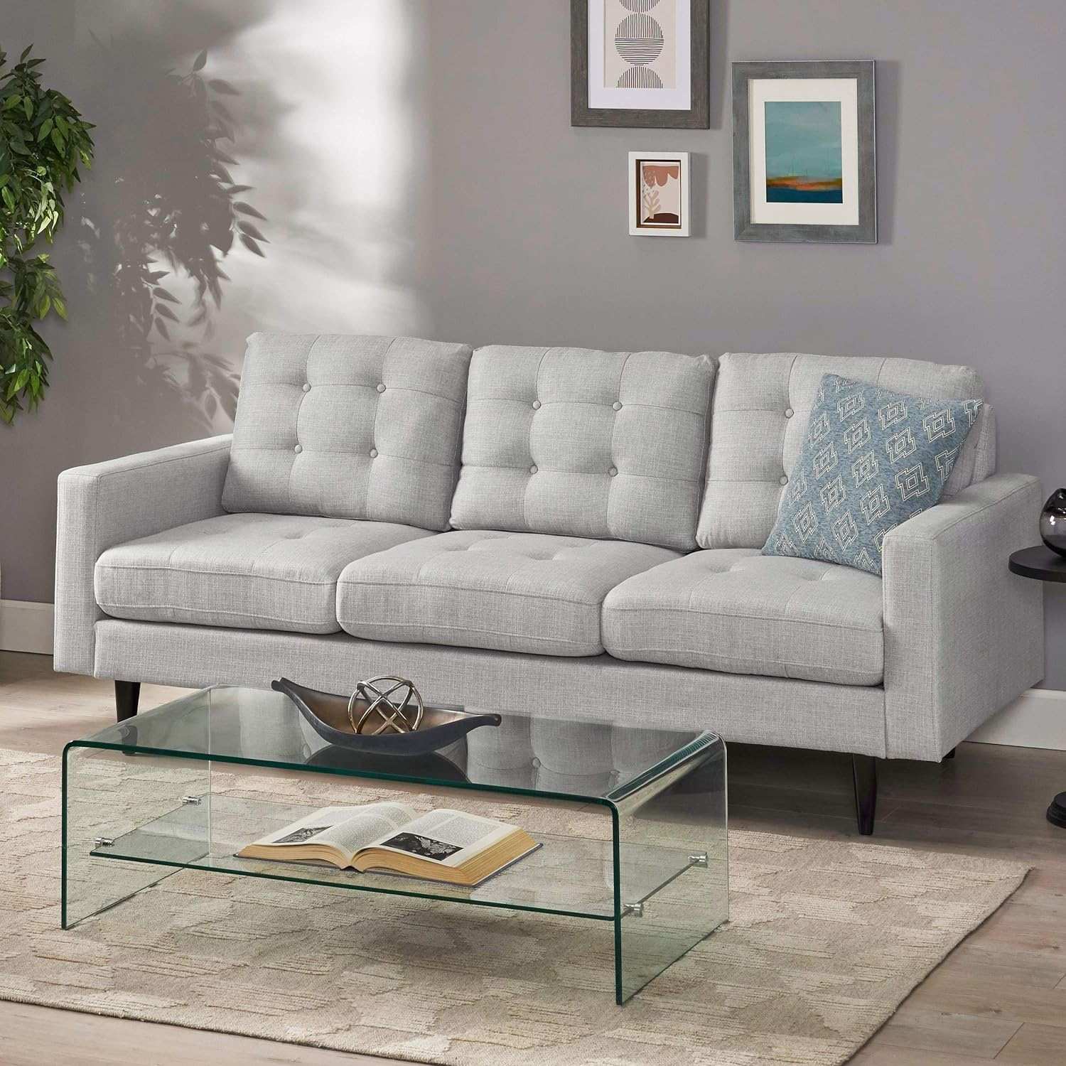 Jenny - Contemporary Tufted Fabric 3 Seater Sofa - Image 7