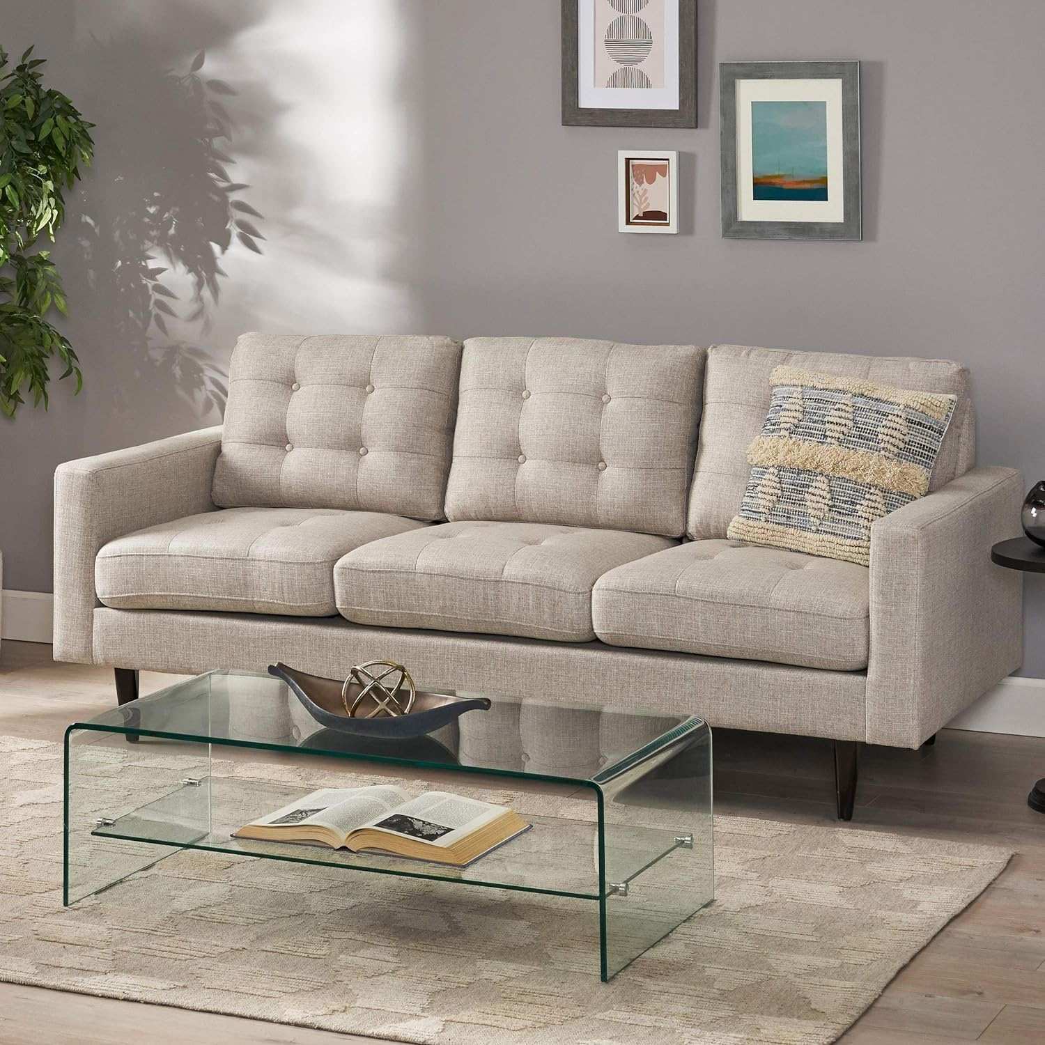 Jenny - Contemporary Tufted Fabric 3 Seater Sofa - Image 8