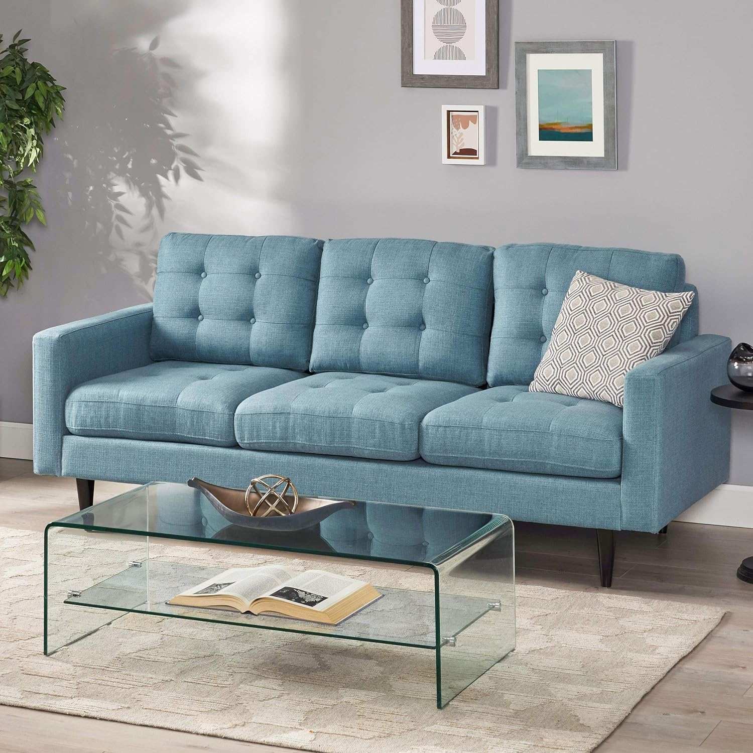 Jenny - Contemporary Tufted Fabric 3 Seater Sofa - Image 9