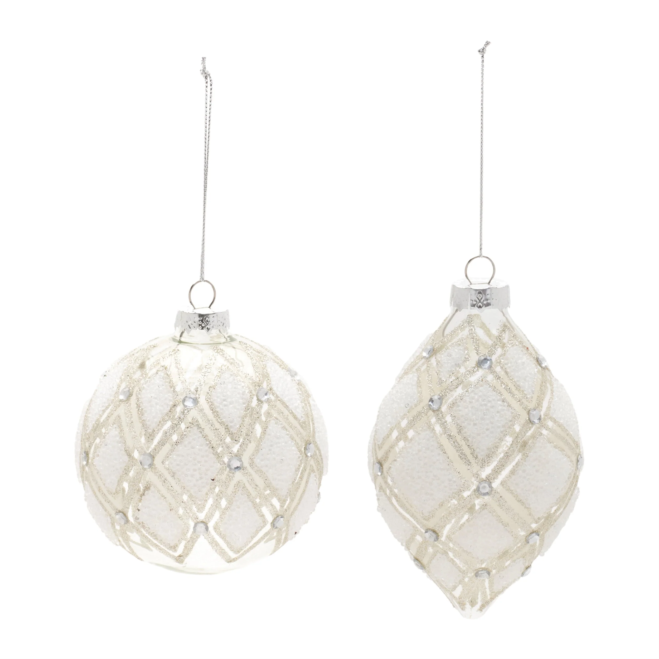 Jeweled Diamond Glass Ornament (Set of 6) - Image 2