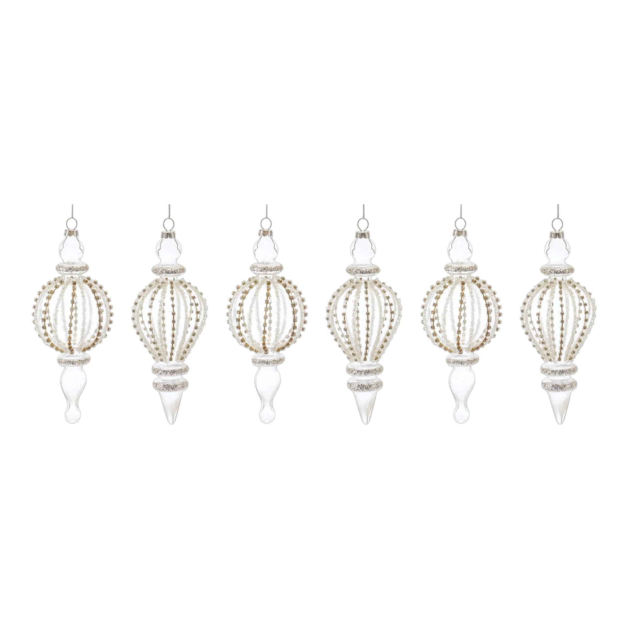 Jeweled Glass Finial Drop Ornament (Set of 6) - Image 3