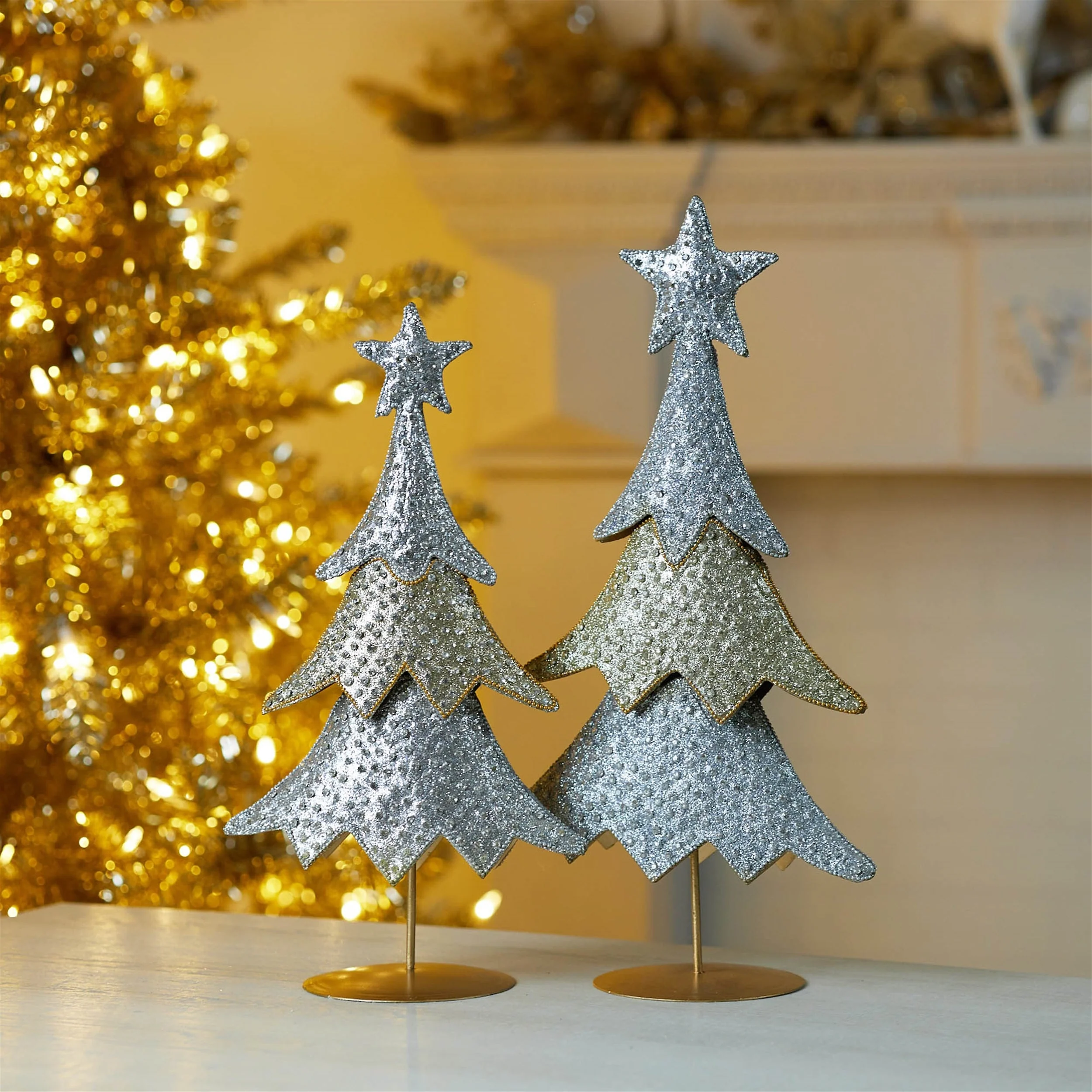 Jeweled Metal Christmas Tree (Set of 2) - Image 2