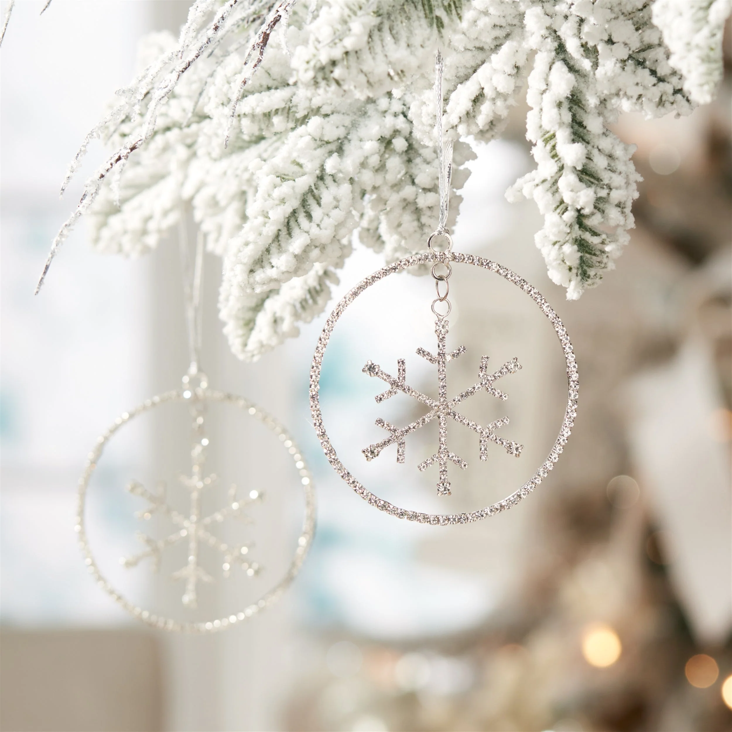 Jeweled Metal Hanging Snowflake Ornament (Set of 12) - Image 2