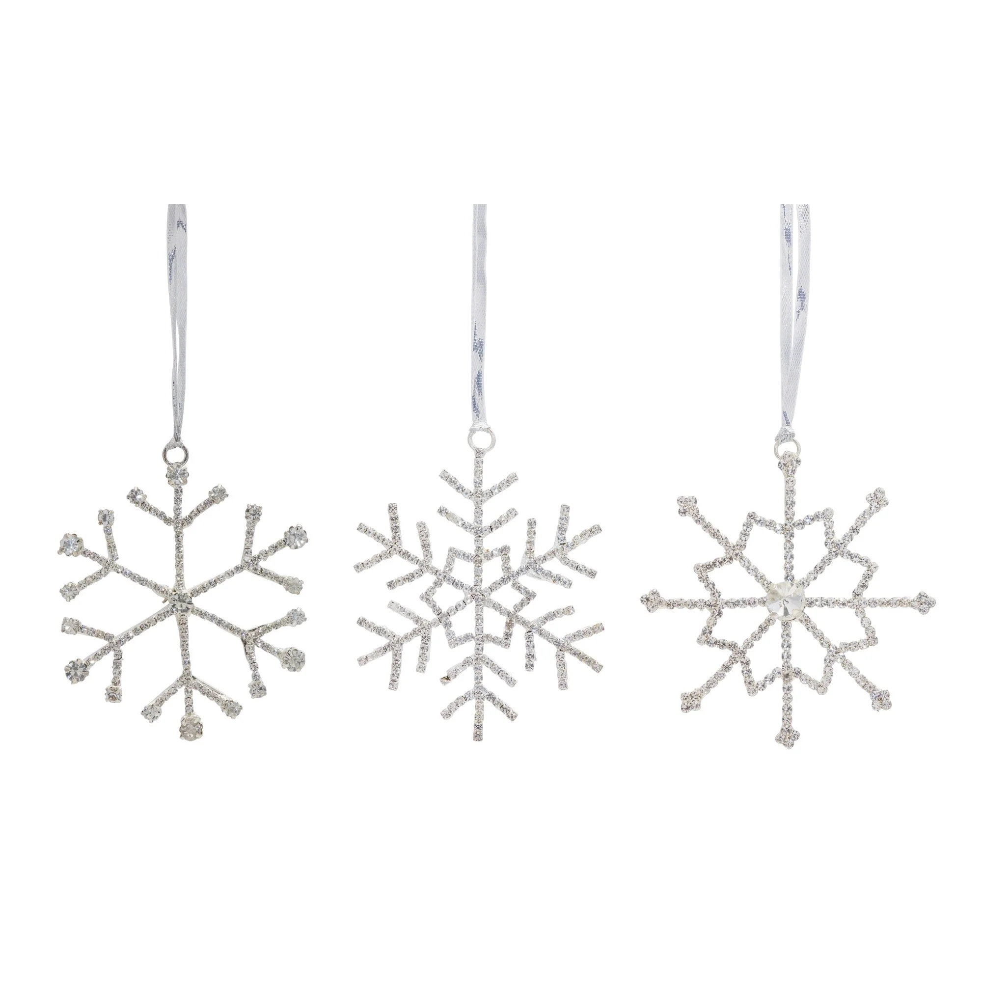 Jeweled Metal Snowflake with Ribbon Hanger (Set of 12) - Image 2