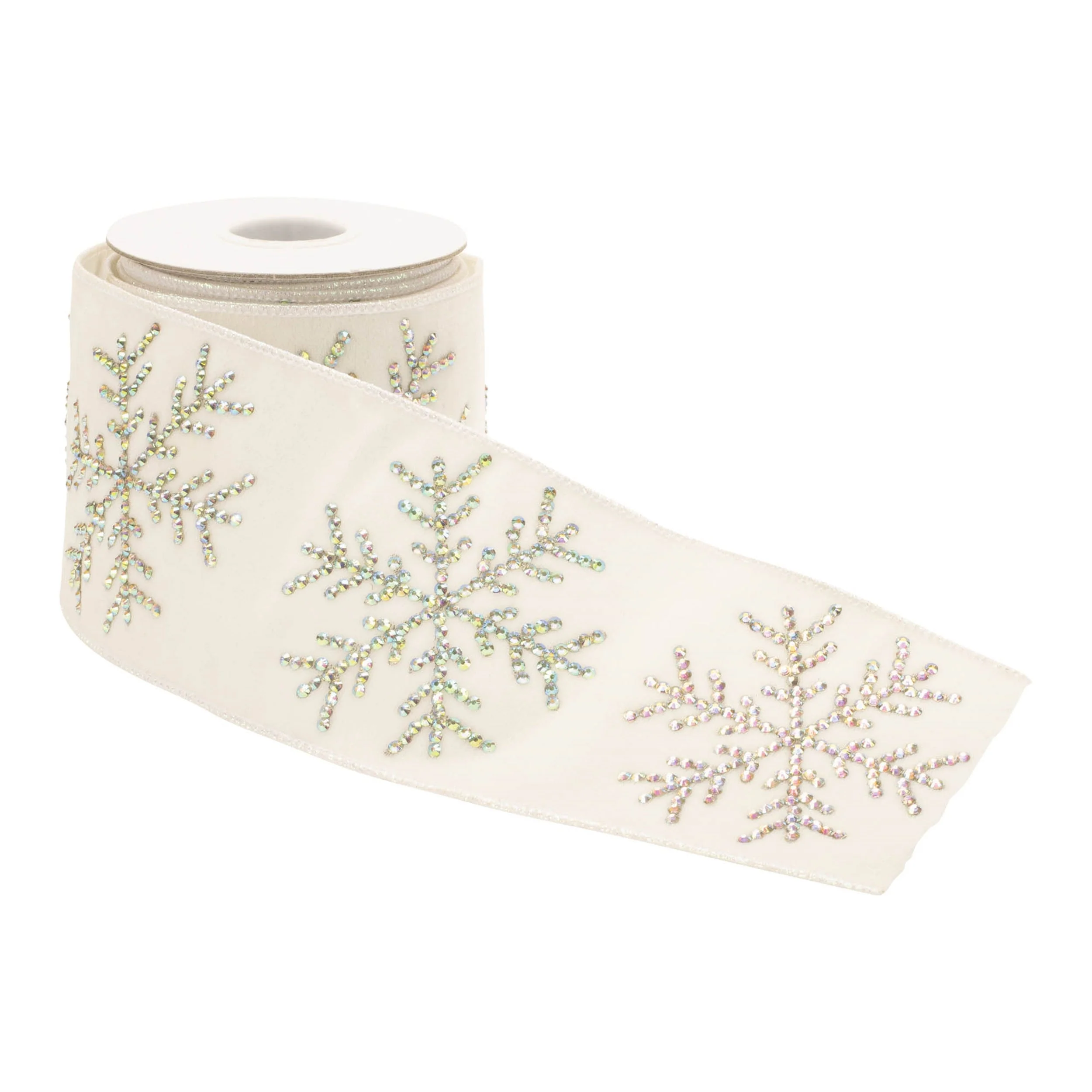 Jeweled Snowflake Wired Ribbon 4" x 5 Yds. - Image 2