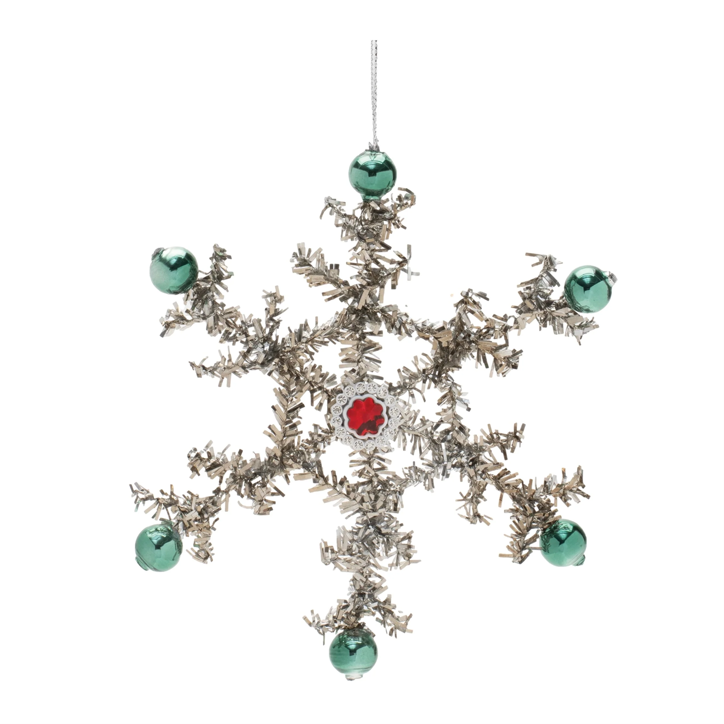 Jeweled Tinsel Snowflake Ornament (Set of 12) - Image 2