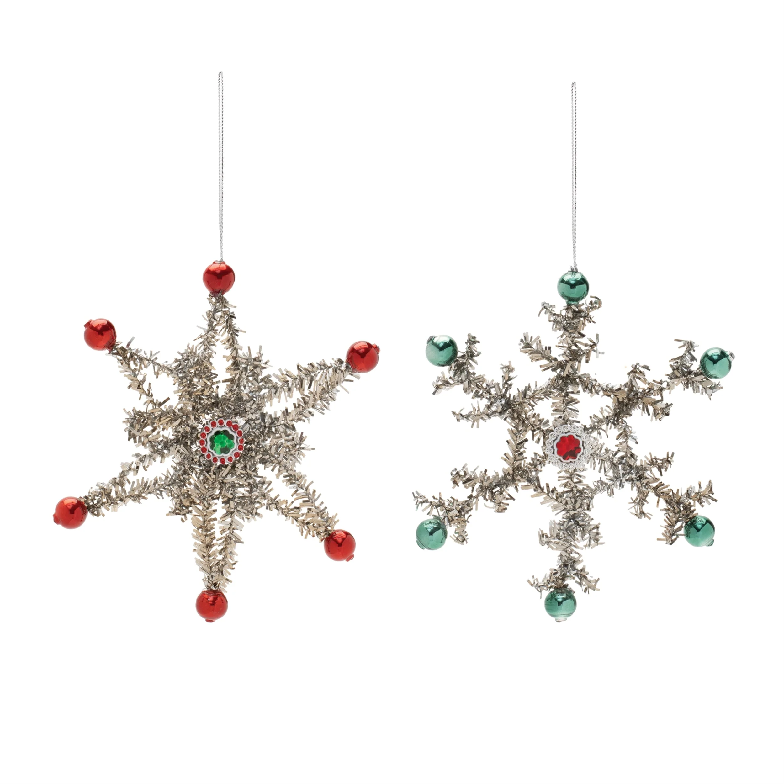 Jeweled Tinsel Snowflake Ornament (Set of 12) - Image 3