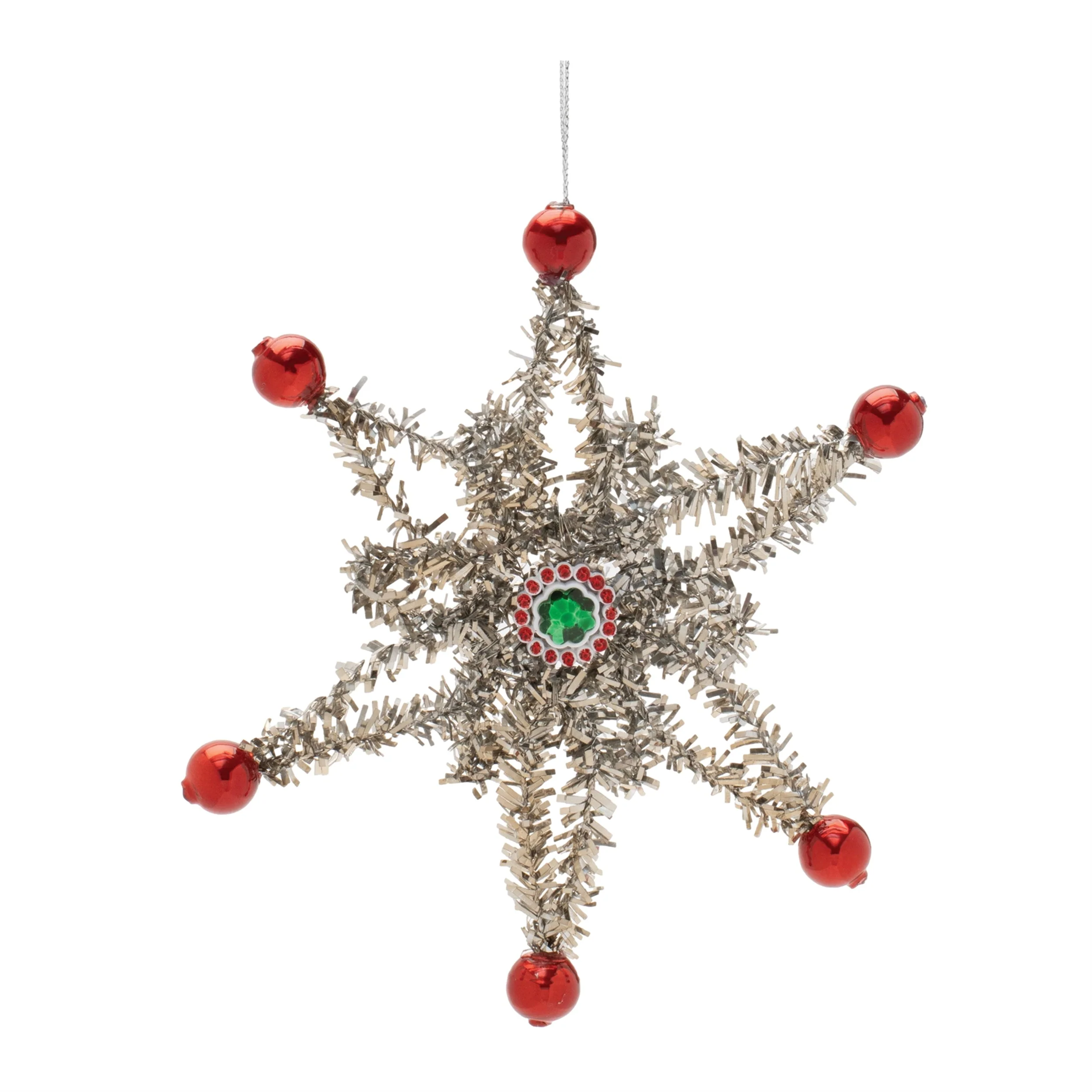 Jeweled Tinsel Snowflake Ornament (Set of 12) - Image 4