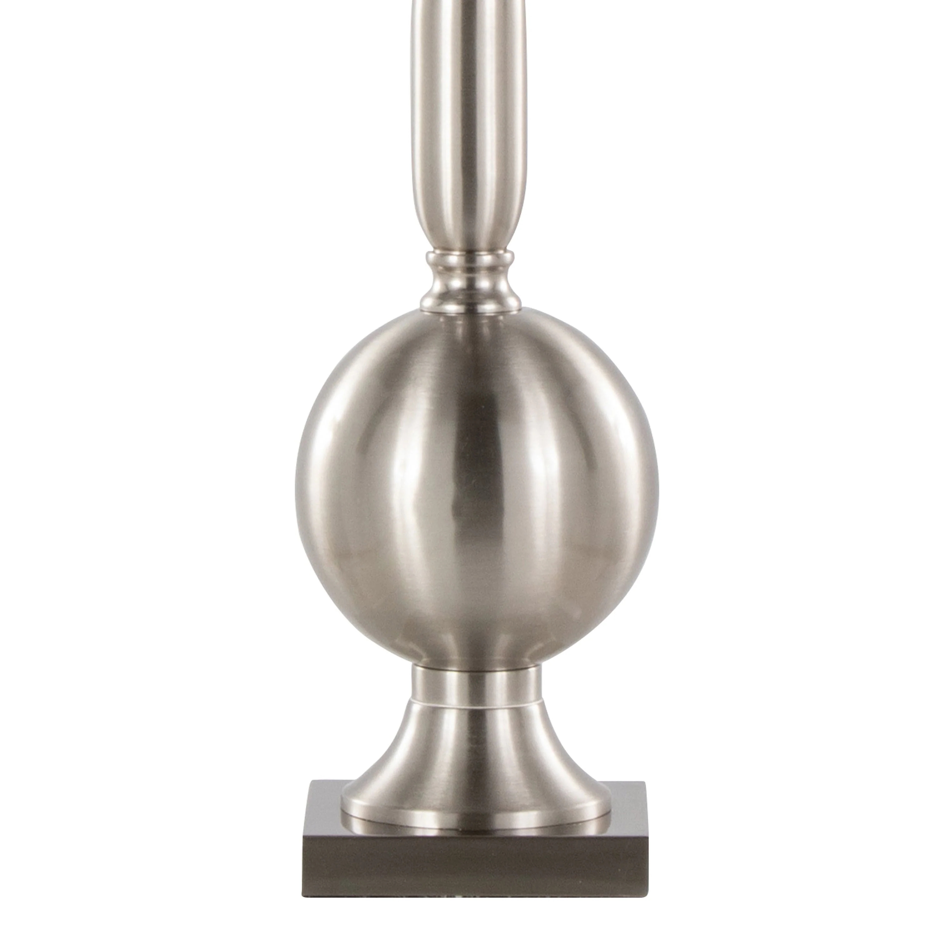 Joan 30" Contemporary Metal Table Lamp Set in Brushed Nickel with Grey Satin Shade - Set of 2 - Image 5