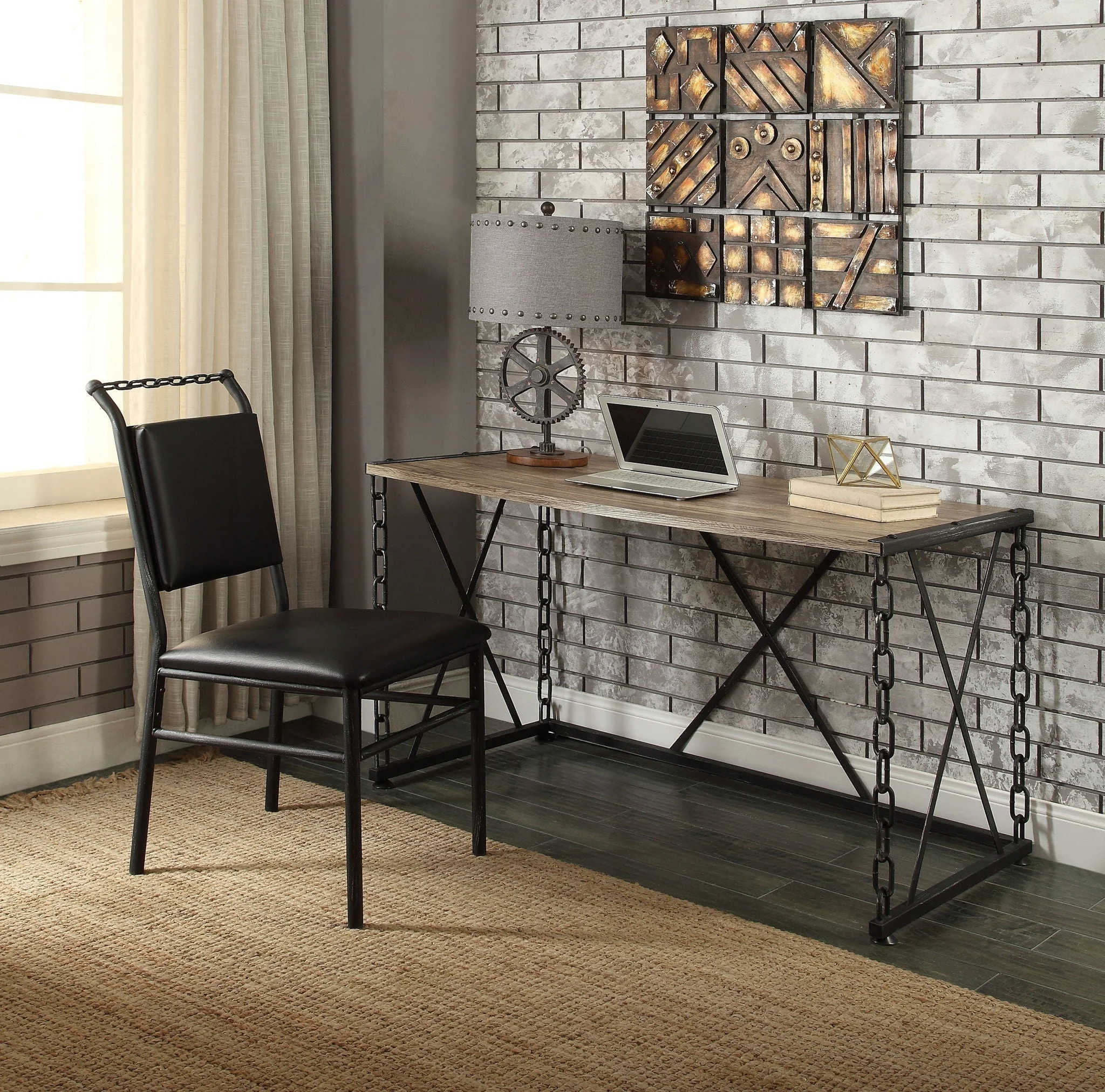 Jodie - Console Table - Rustic Oak / Antique Black - Image 4