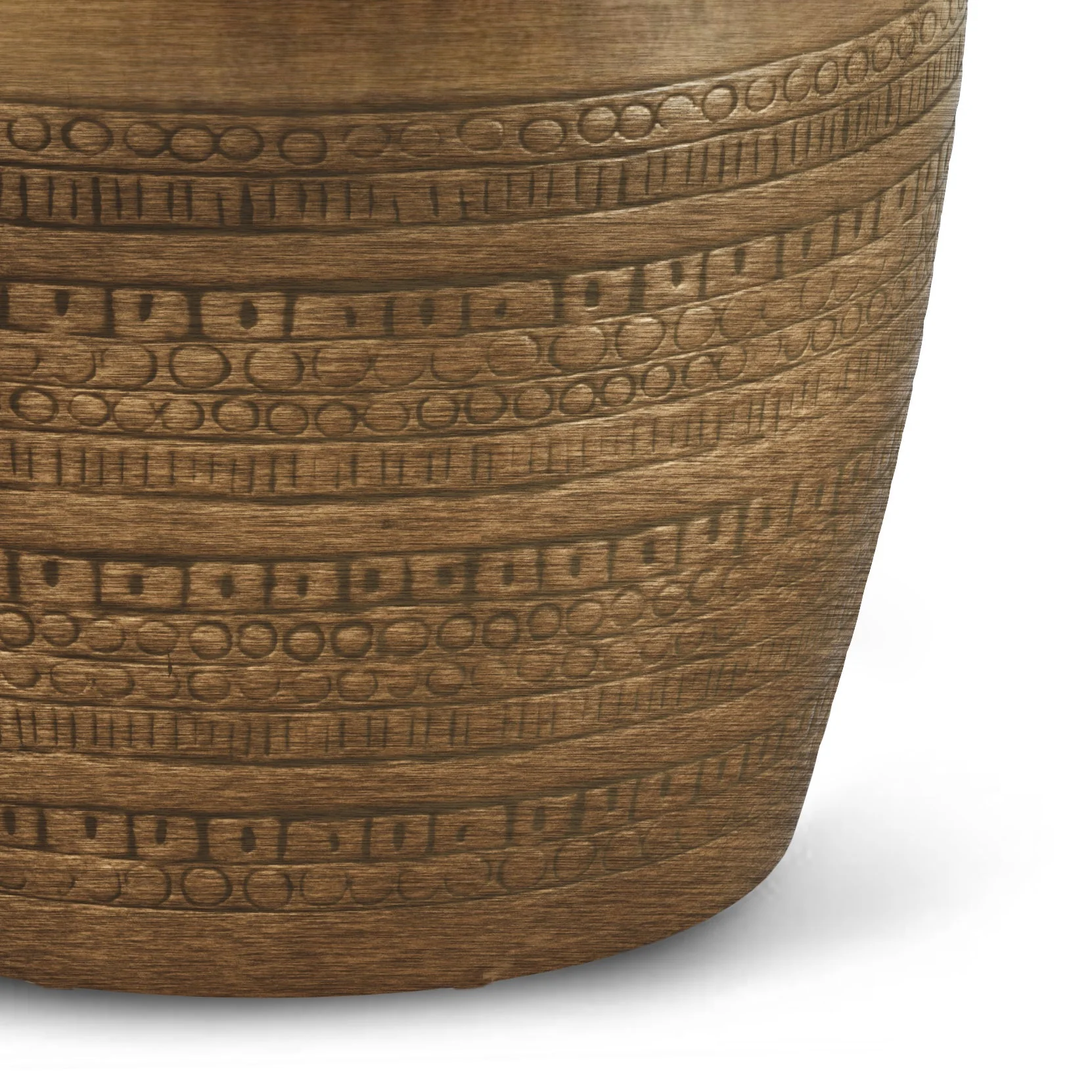 Johnsen 15 Inch Wide Tribal Pattern Metal Accent Table in Antique Gold - Image 3