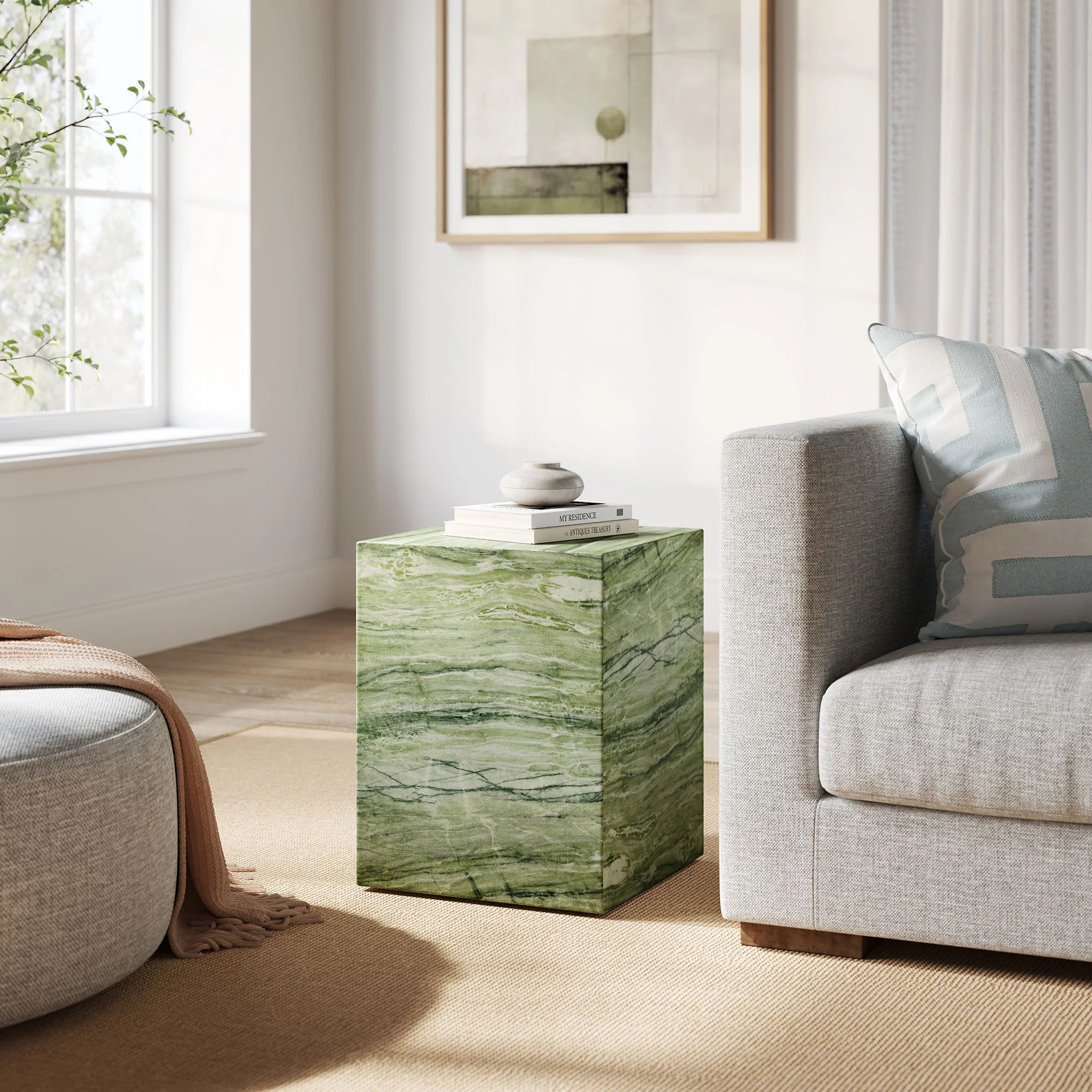 Jordana Square Plinth Indoor - Outdoor Patio Concrete Side Table - Image 7