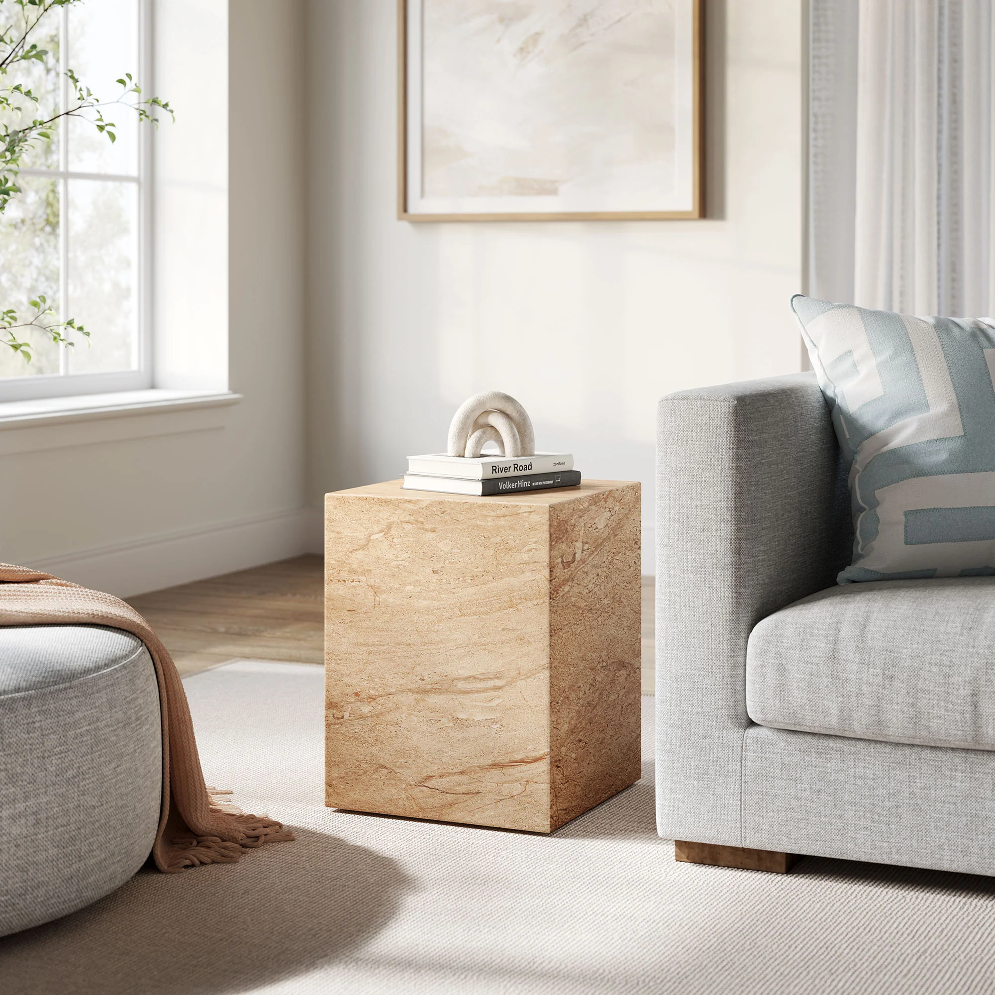 Jordana Square Plinth Indoor - Outdoor Patio Concrete Side Table - Image 8