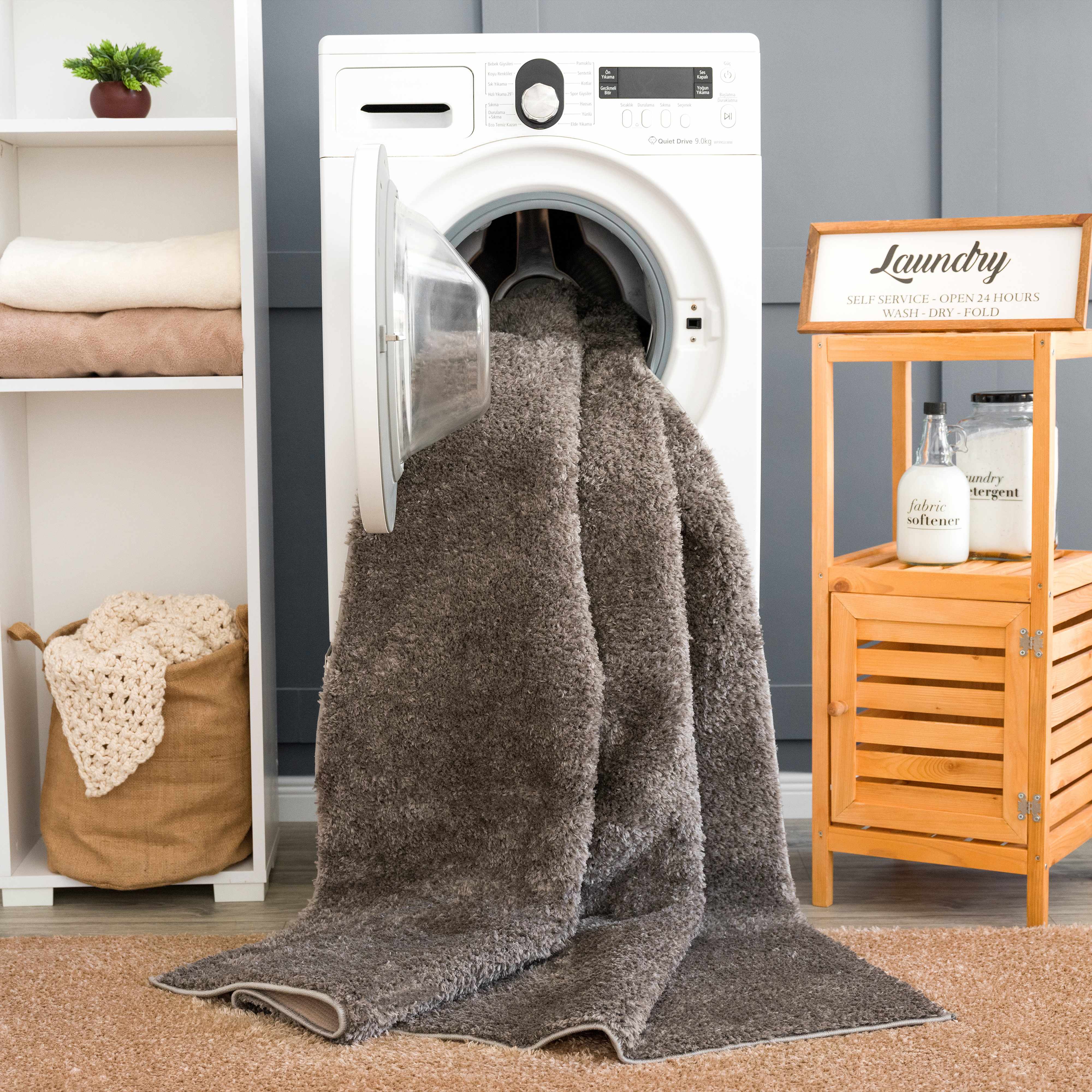 Judy Solid Dark Gray Washable Shag Rug - Promo - Image 12