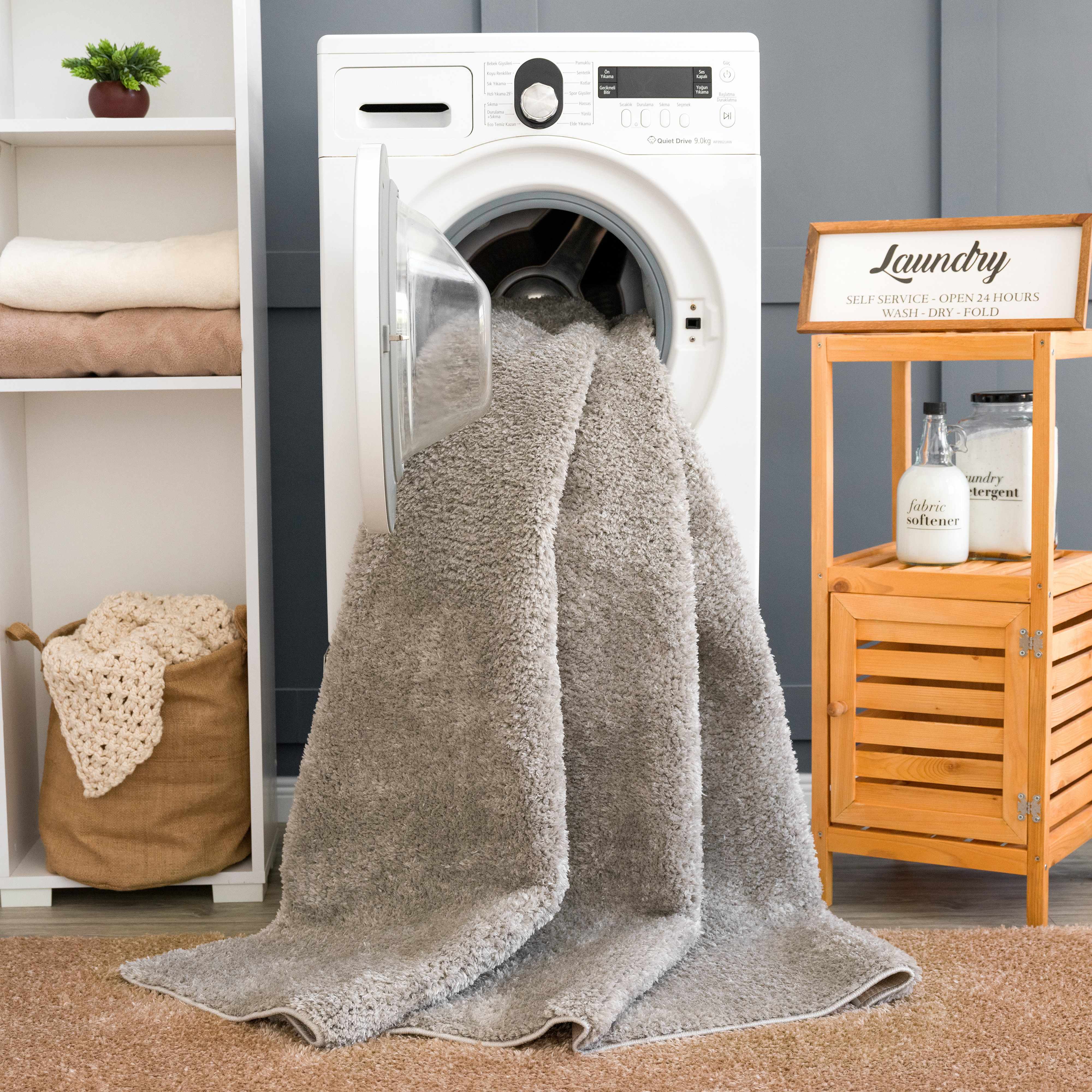 Judy Solid Gray Washable Shag Rug - Image 12