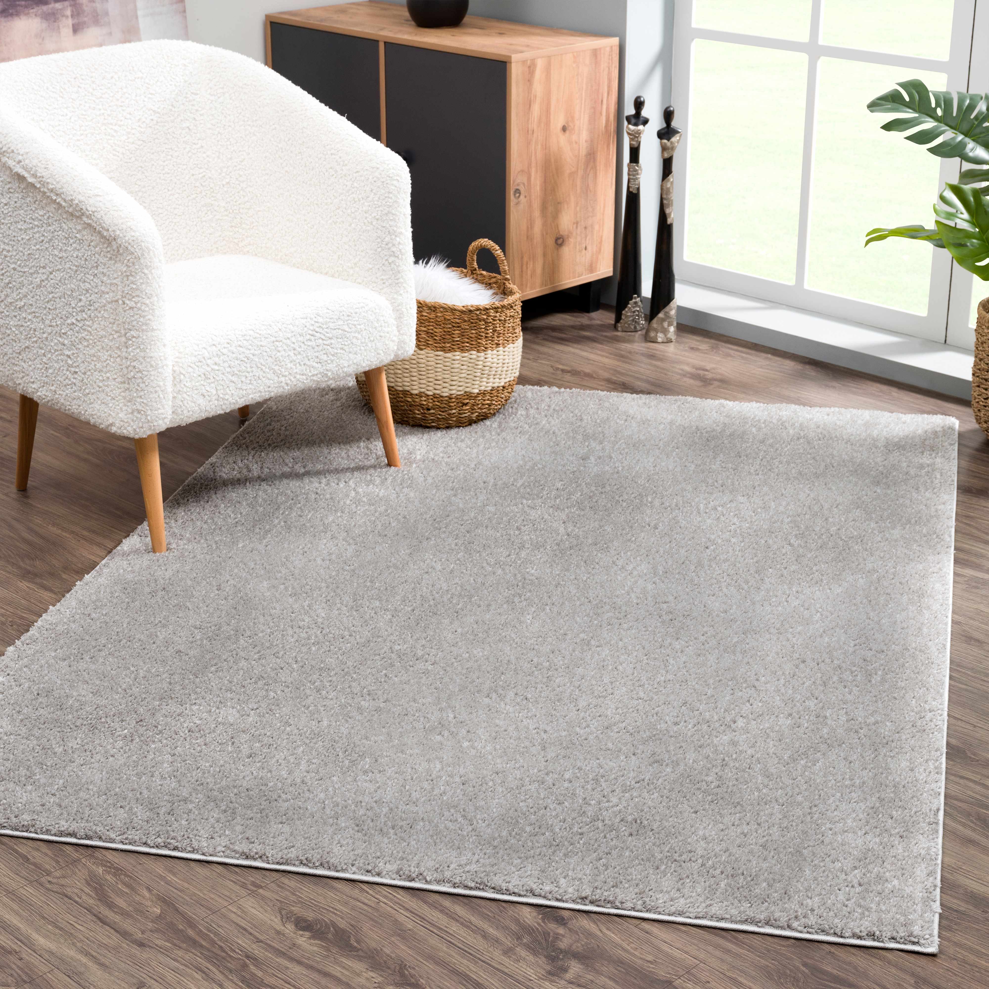 Judy Solid Gray Washable Shag Rug - Image 2