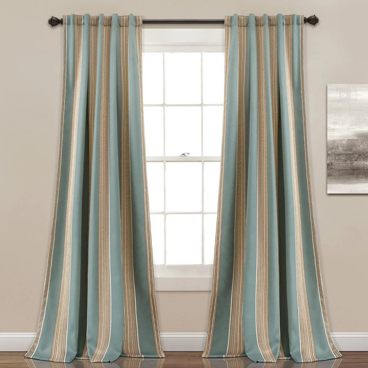 Julia Stripe Light Filtering Window Curtains Set - Image 2