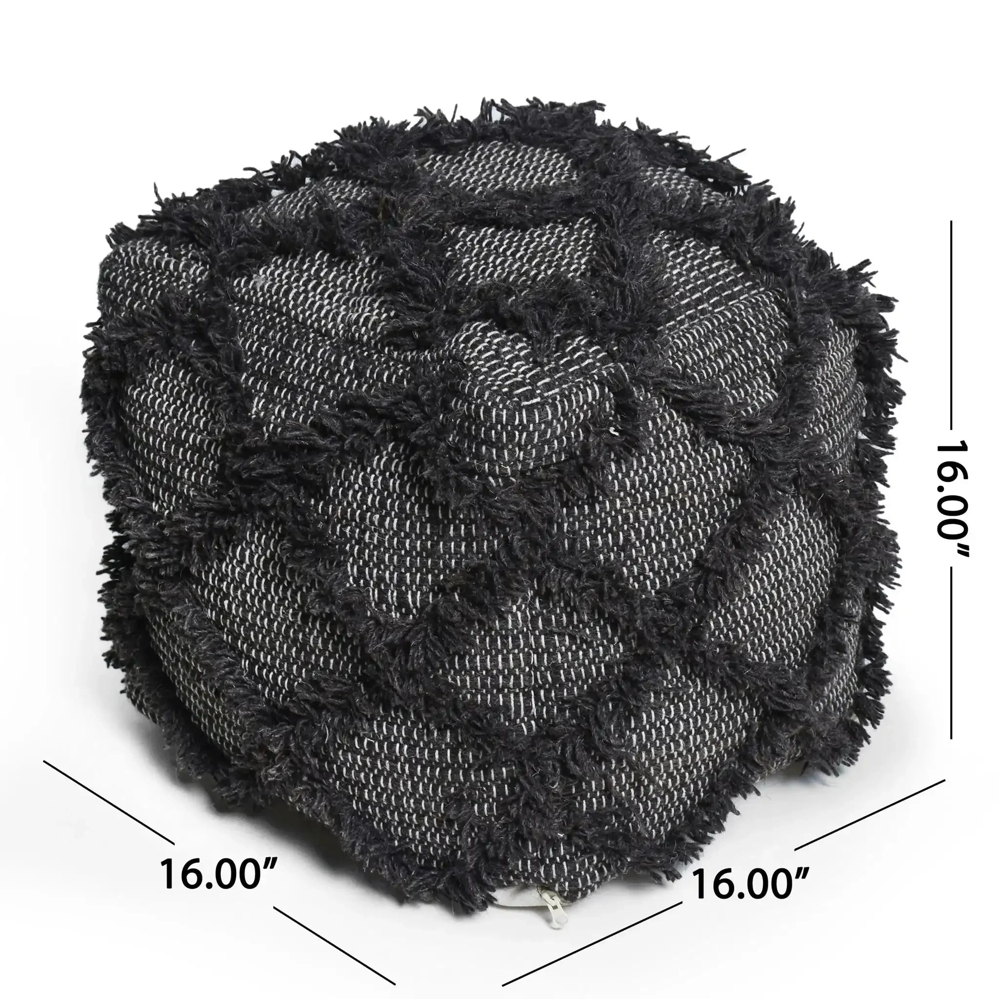 Jumanji Handcrafted Wool and Cotton Pouf - Brown - Image 2