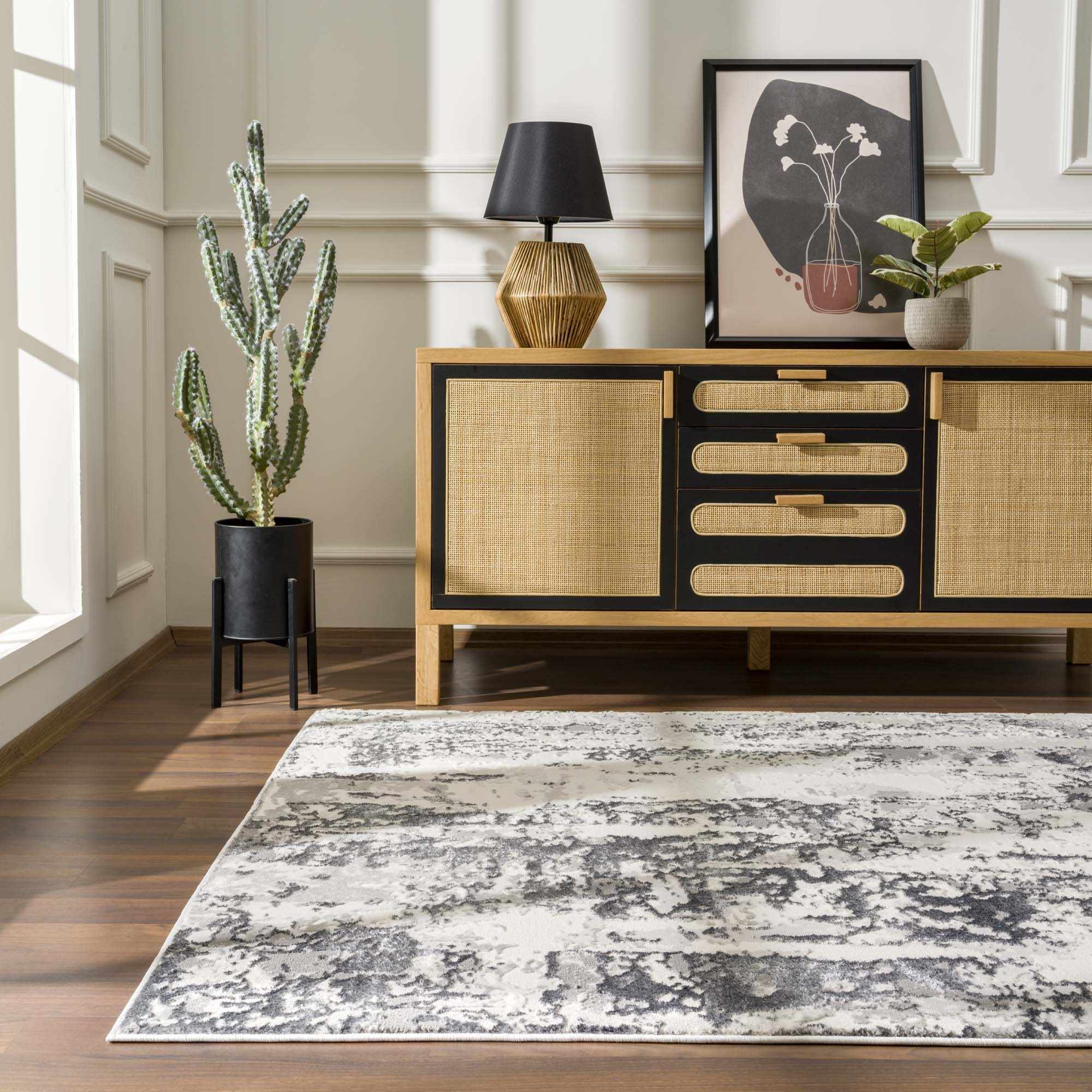 Junko Gray & Blue Marble Area Rug - Clearance - Image 11
