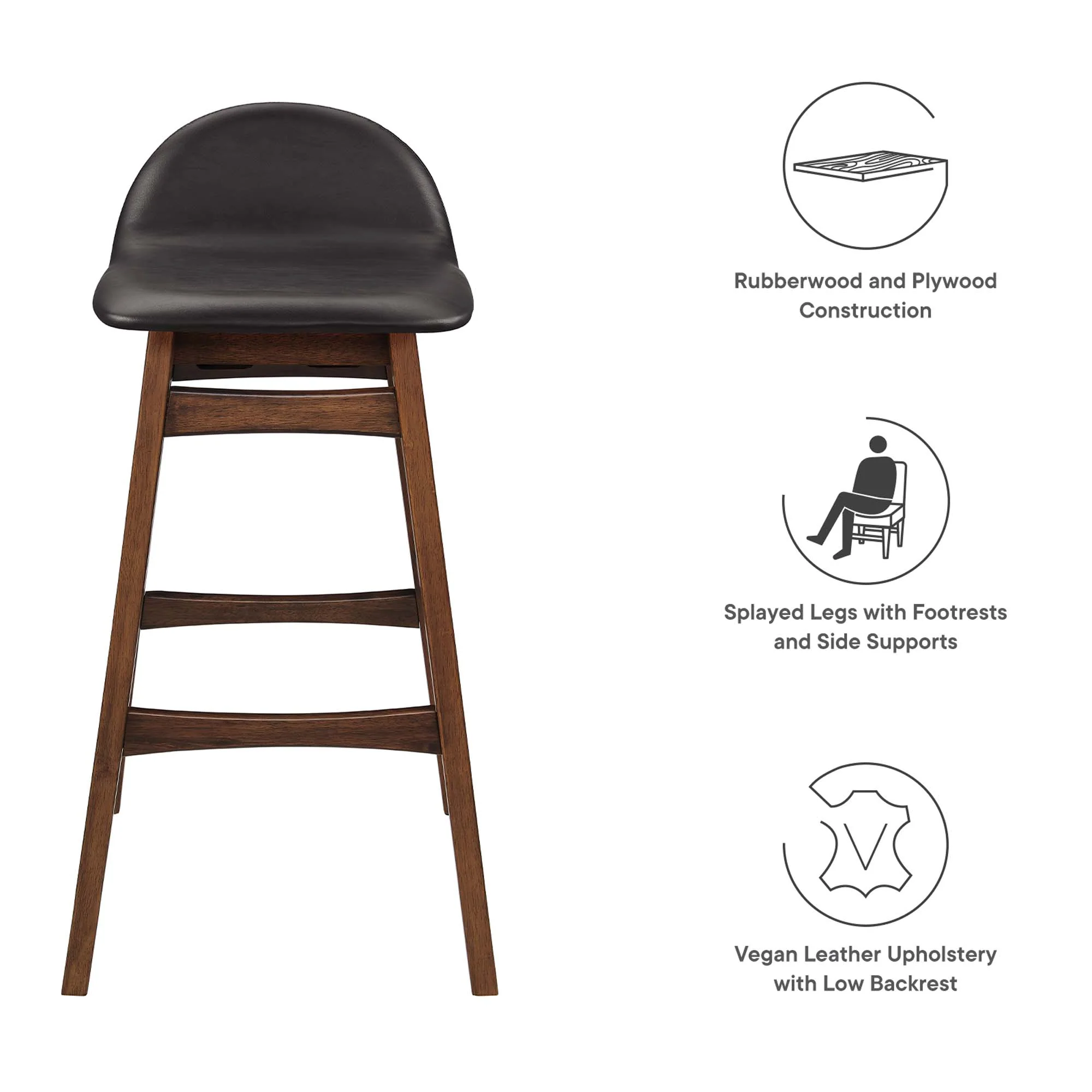 Juno Wood Bar Stool Set of 2 by Modway - Image 3