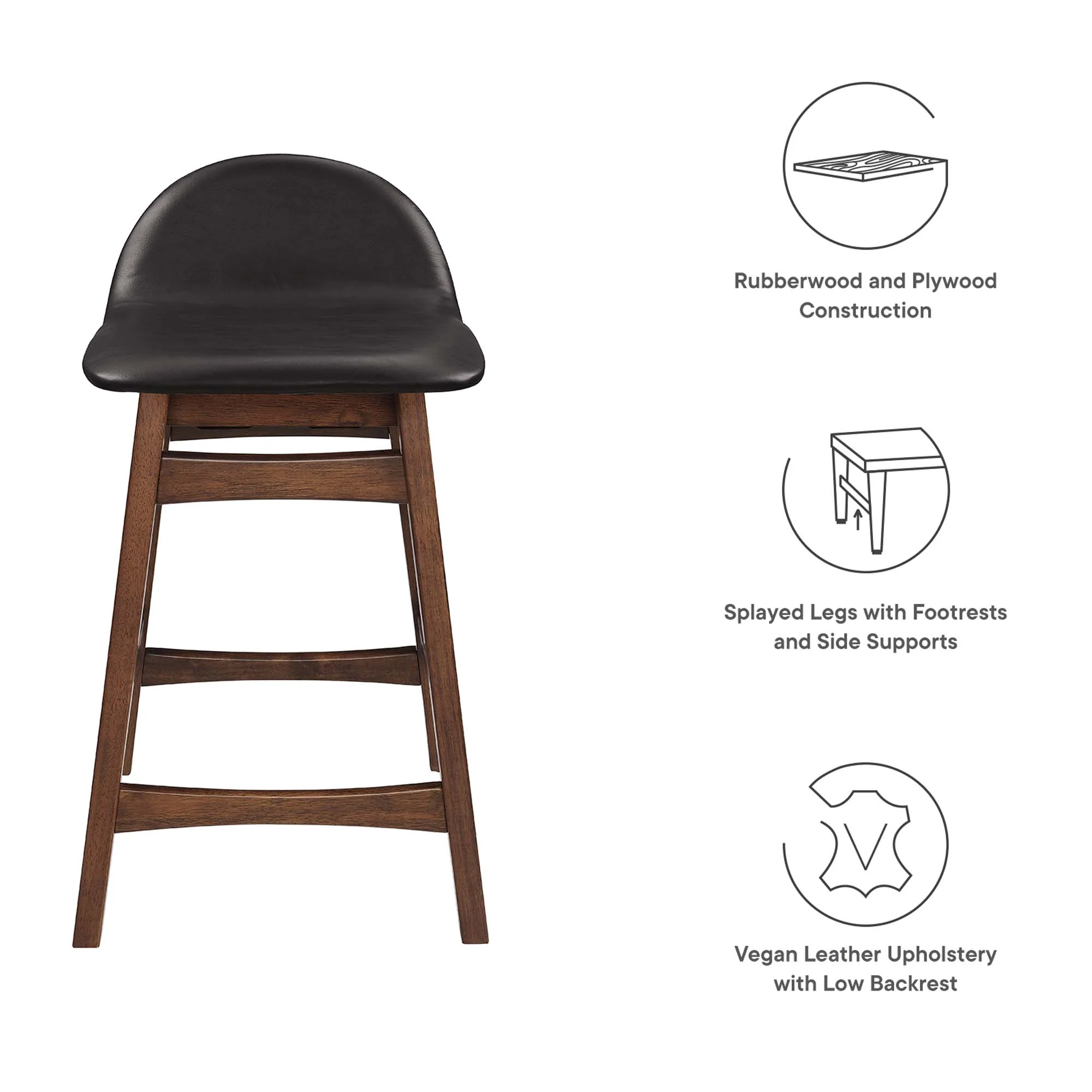 Juno Wood Counter Stool Set of 2 by Modway - Image 3