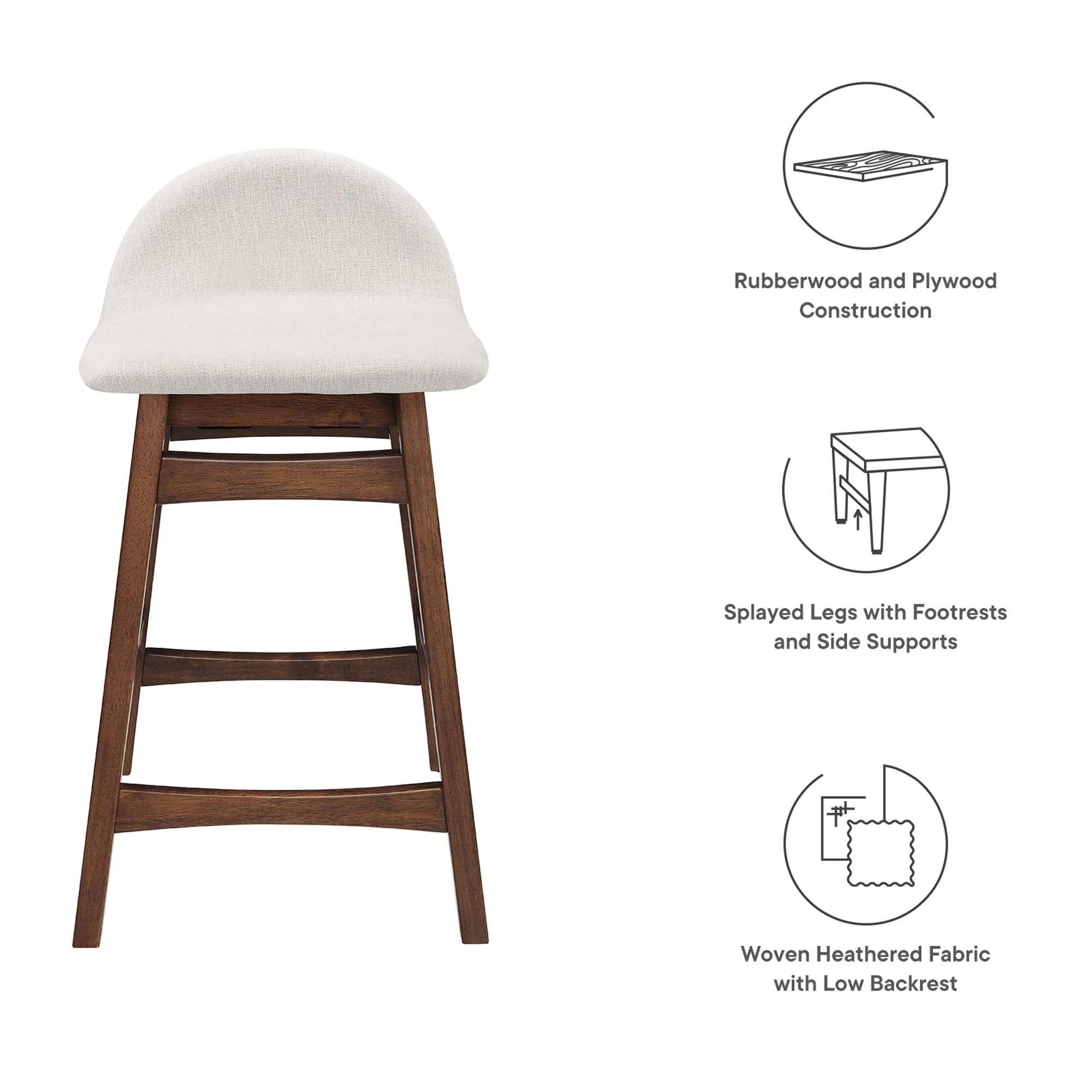 Juno Wood Counter Stool Set of 2 by Modway - Image 3