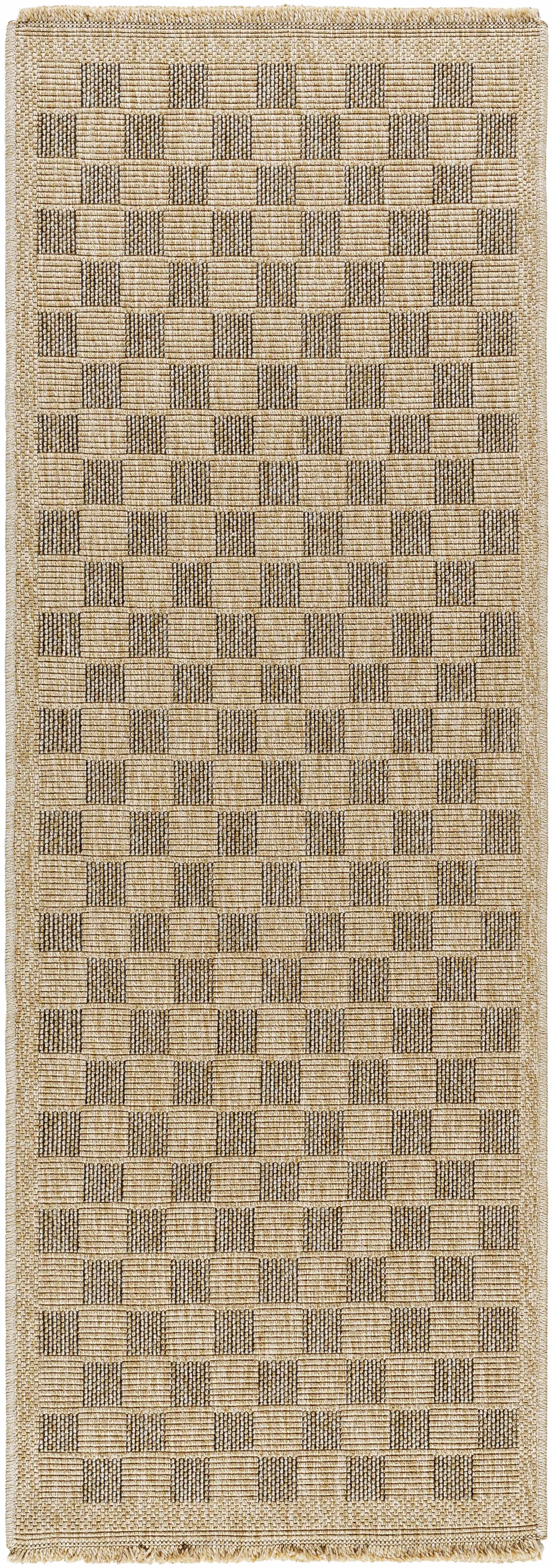 Jurek Beige & Brown Checkered Area Rug - Image 11